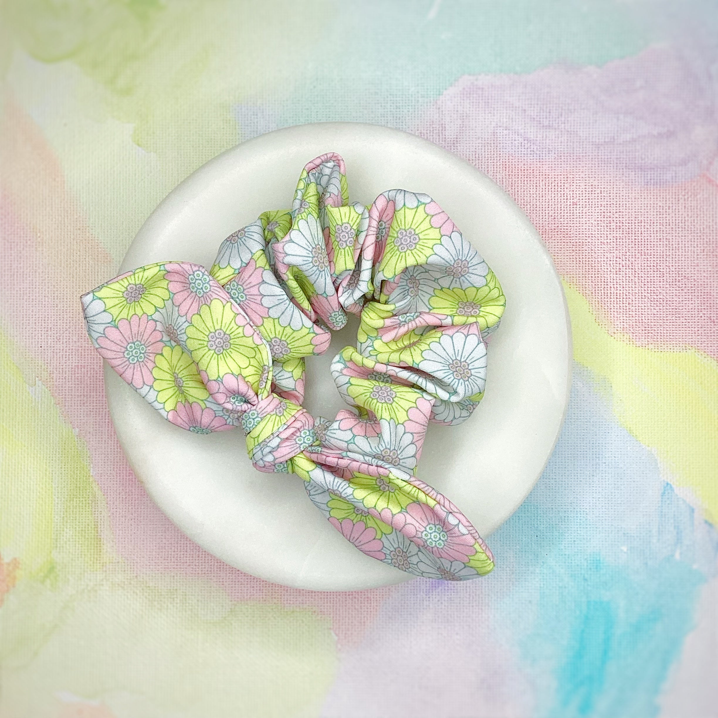 Pastel Coneflowers Bow Strip and Scrunchie Collection
