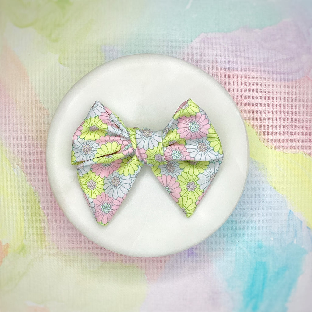 Pastel Coneflowers Bow Strip and Scrunchie Collection
