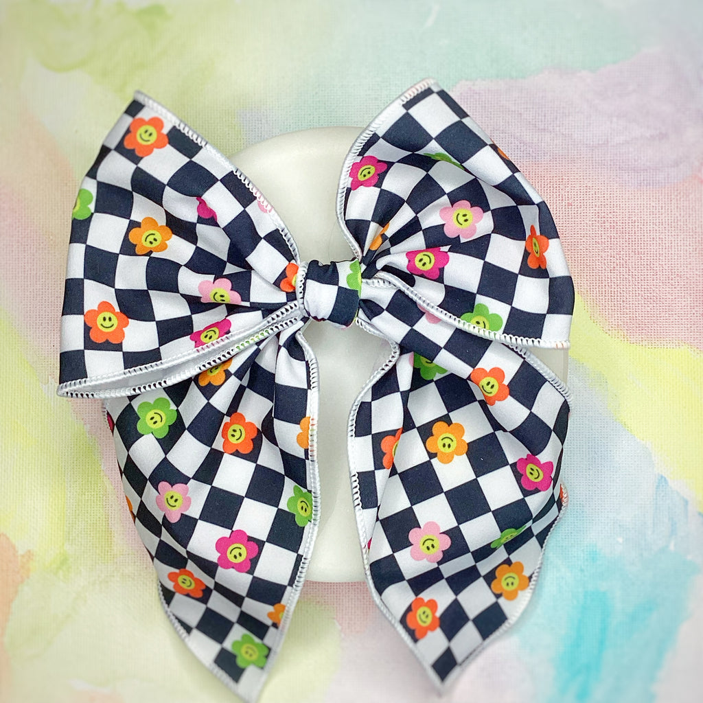 Happy Checkerboard Daisies Quinn Scrunchie and Bow Collection