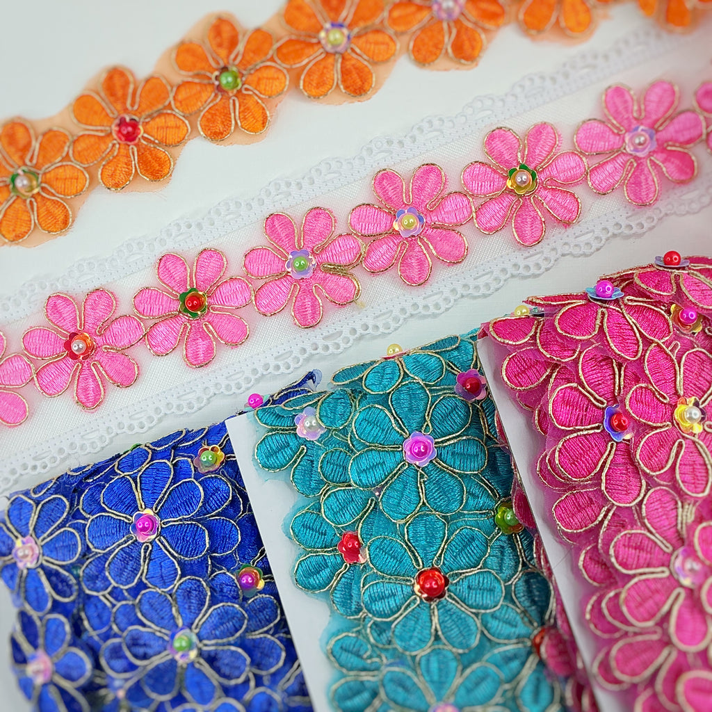 Bright Floral Lace Trim Collection
