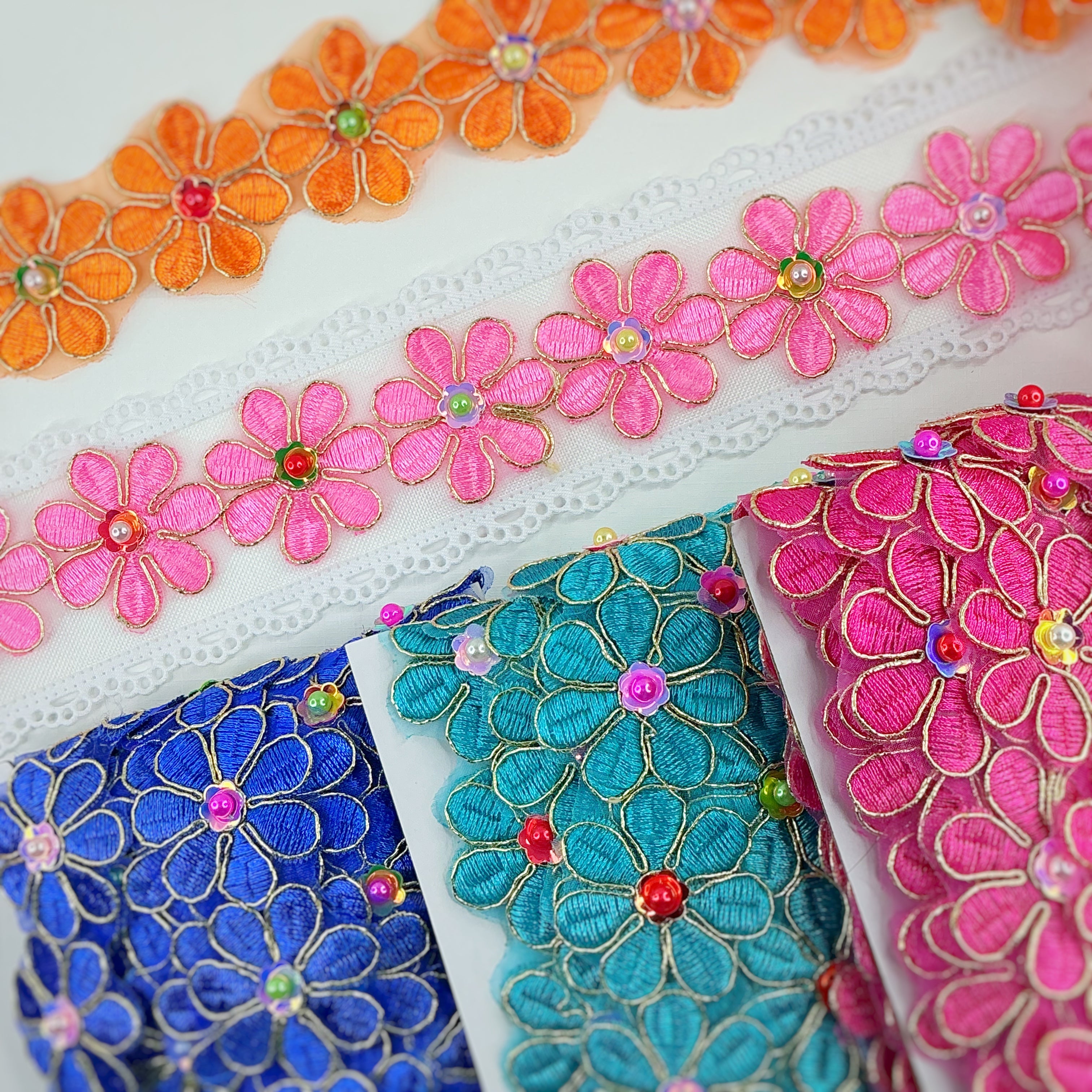 Bright Floral Lace Trim Collection