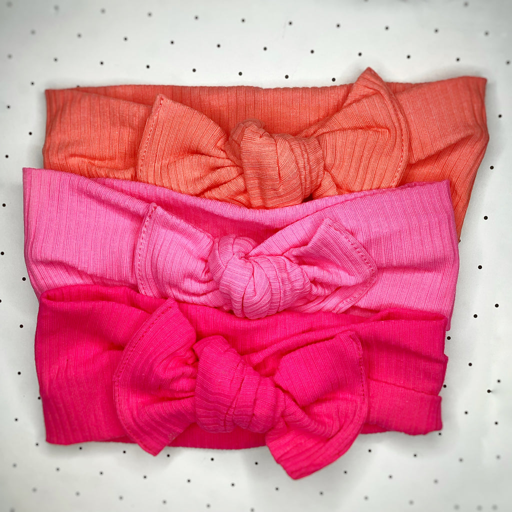 Bright Rib Knit Baby Headwrap, Headband and Bow Collection