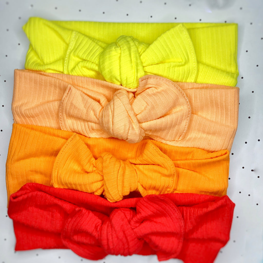 Bright Rib Knit Baby Headwrap, Headband and Bow Collection