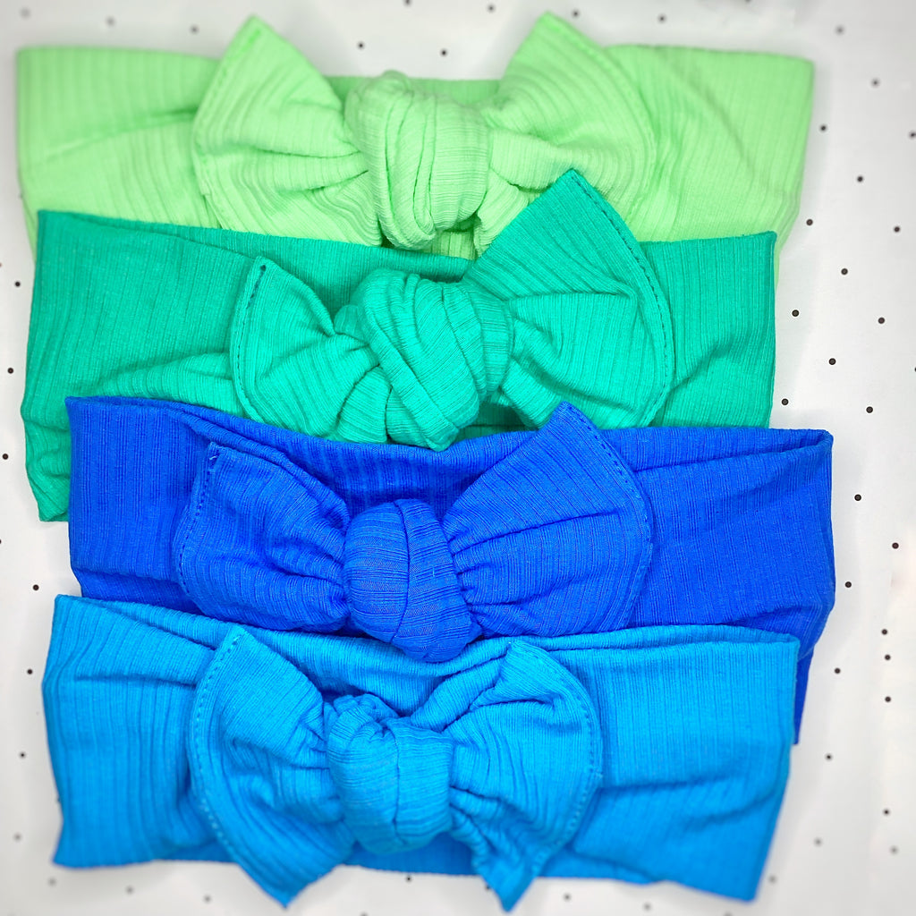 Bright Rib Knit Baby Headwrap, Headband and Bow Collection