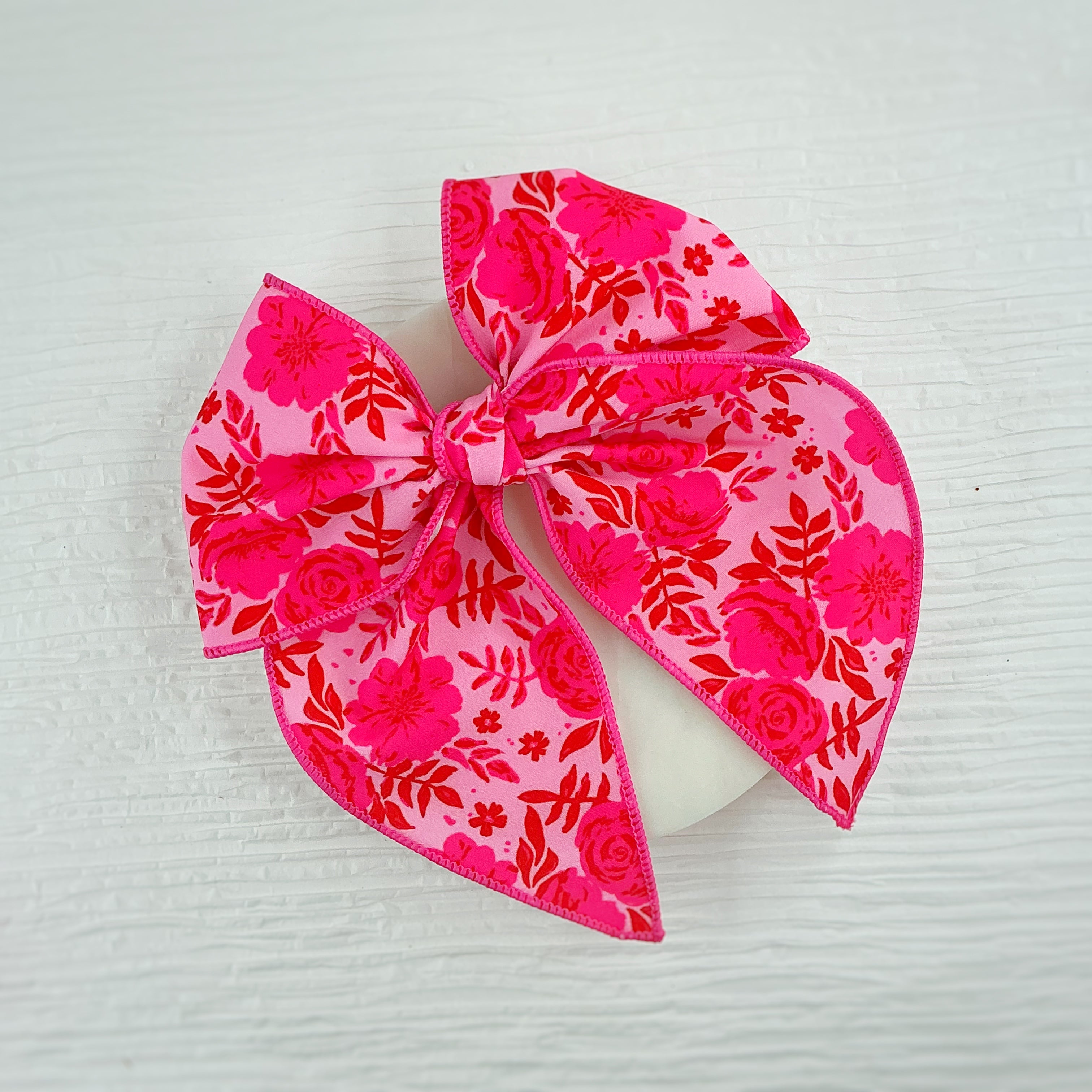 Hot Pink Floral Pre-Tied Bow Strip and Scrunchie Collection