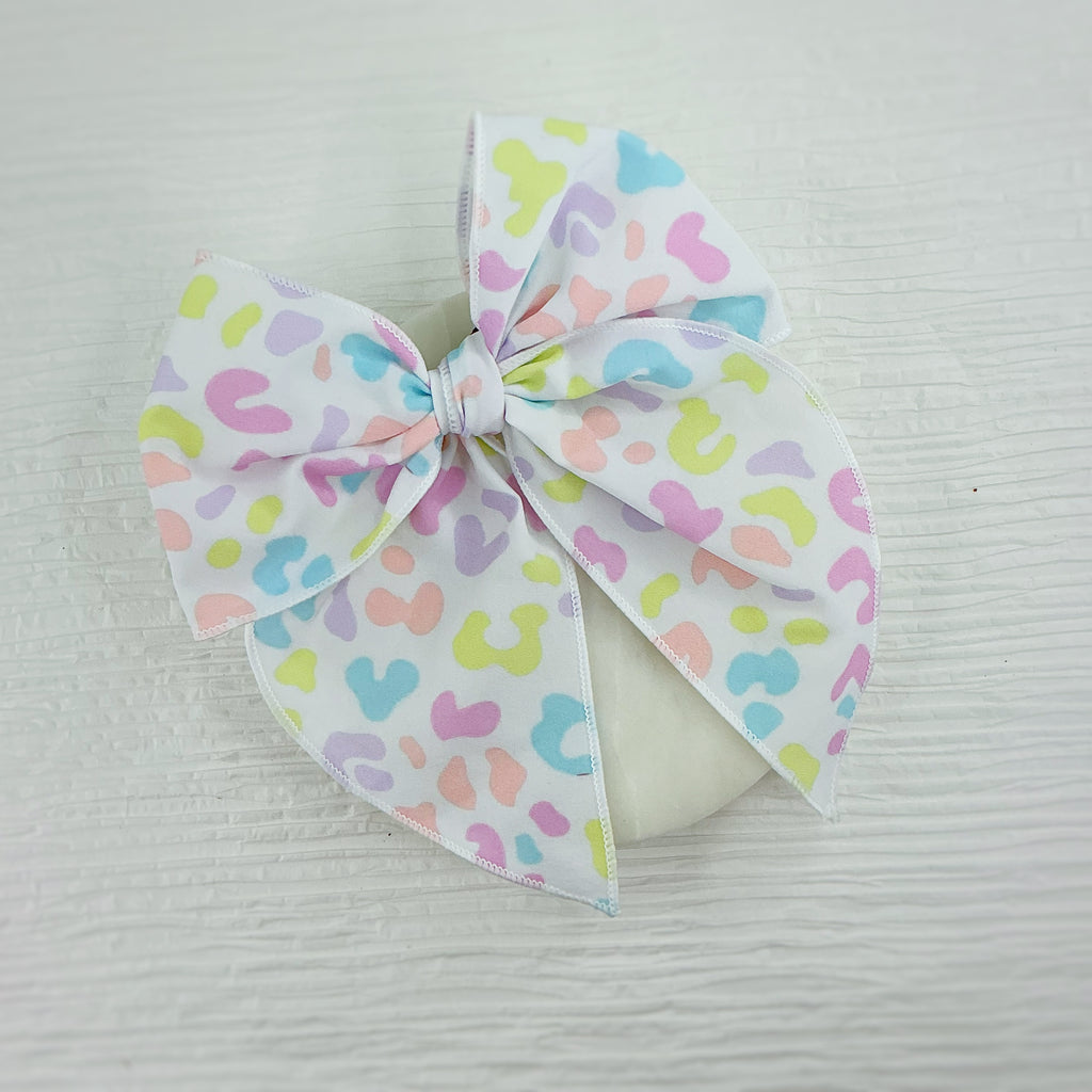 Pastel Leopard Scrunchie, Bow Strip and Headband Collection