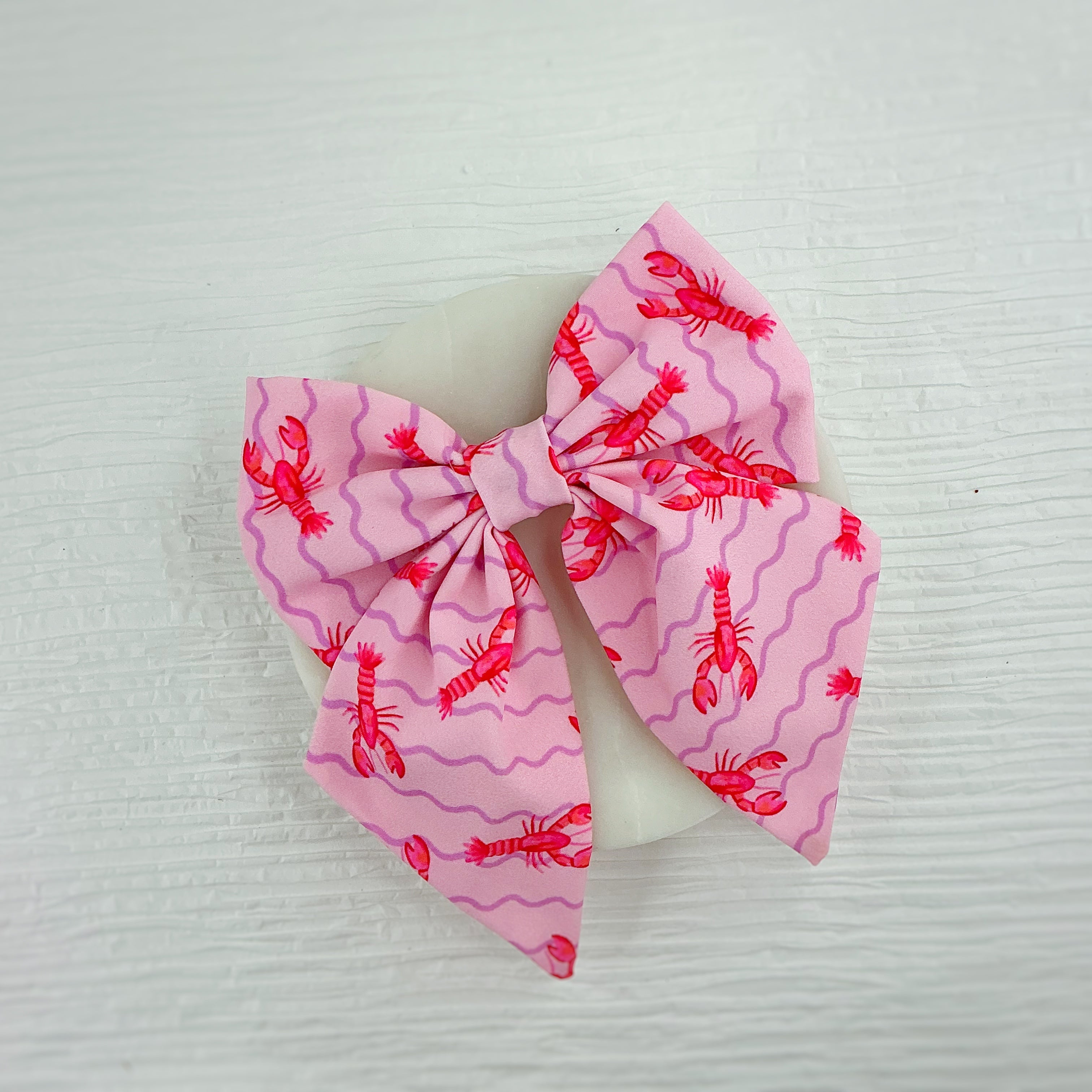Lobster Squiggle Stripes Finished Bow and Headband Collection