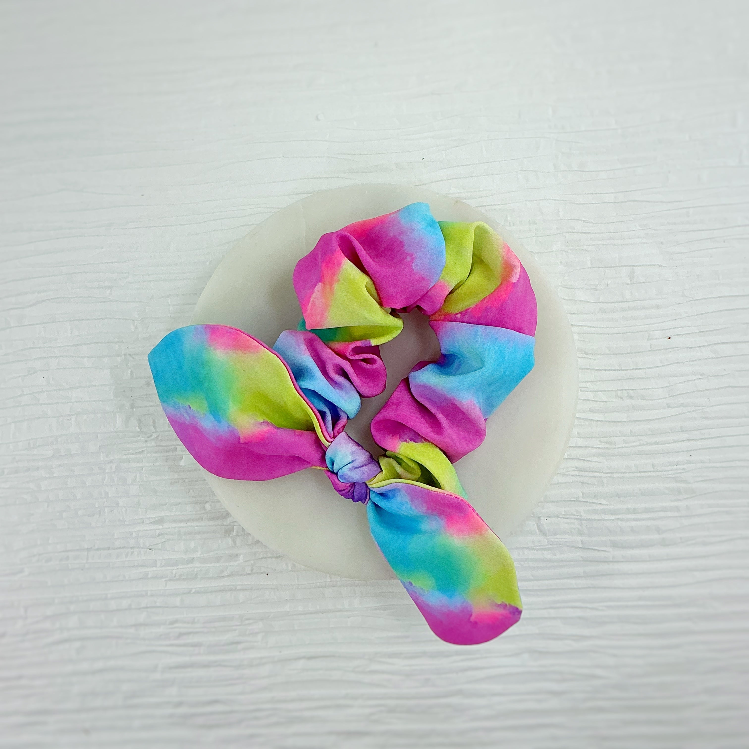 Bright Tie Dye Scrunchie, Bow Strip and Headband Collection