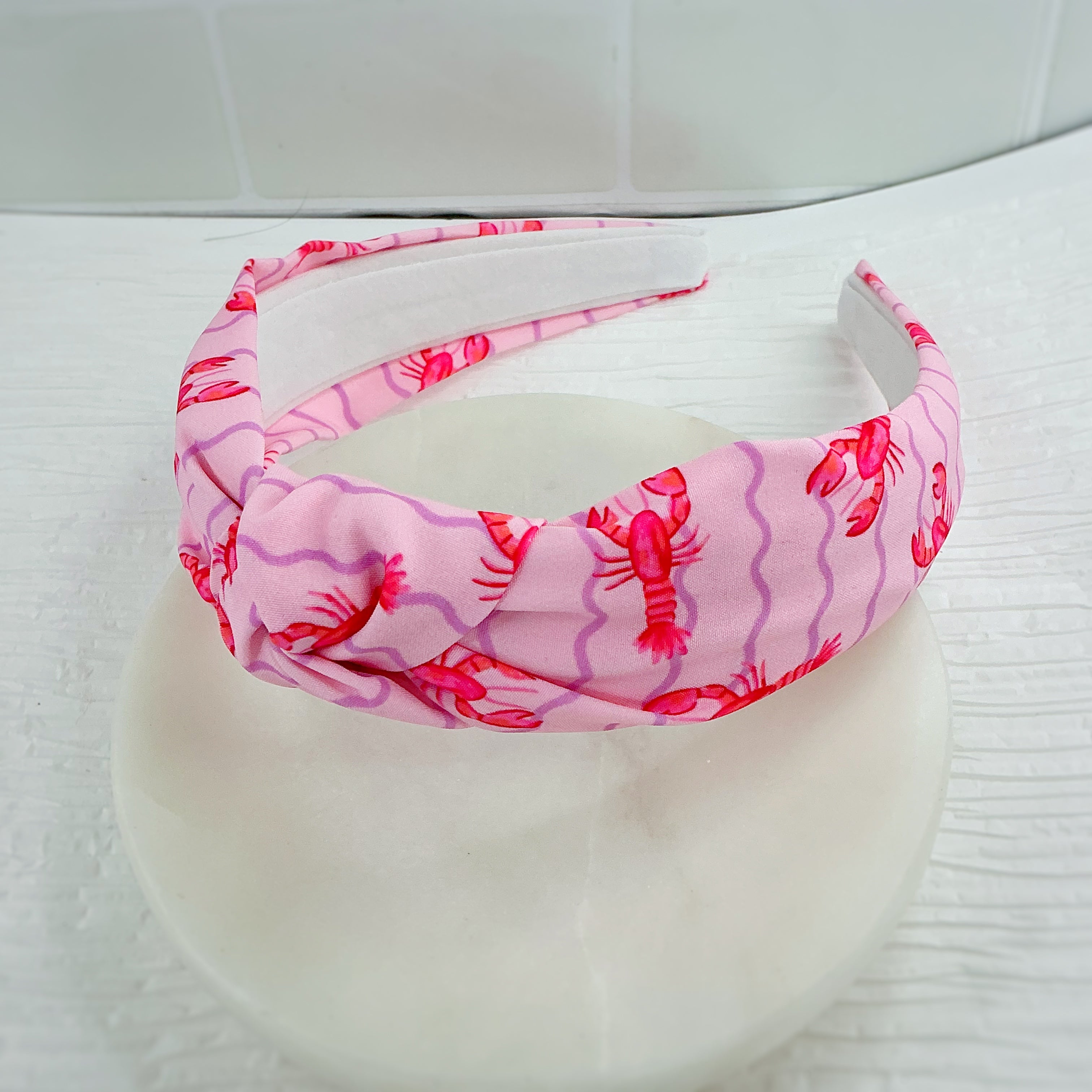 Lobster Squiggle Stripes Finished Bow and Headband Collection