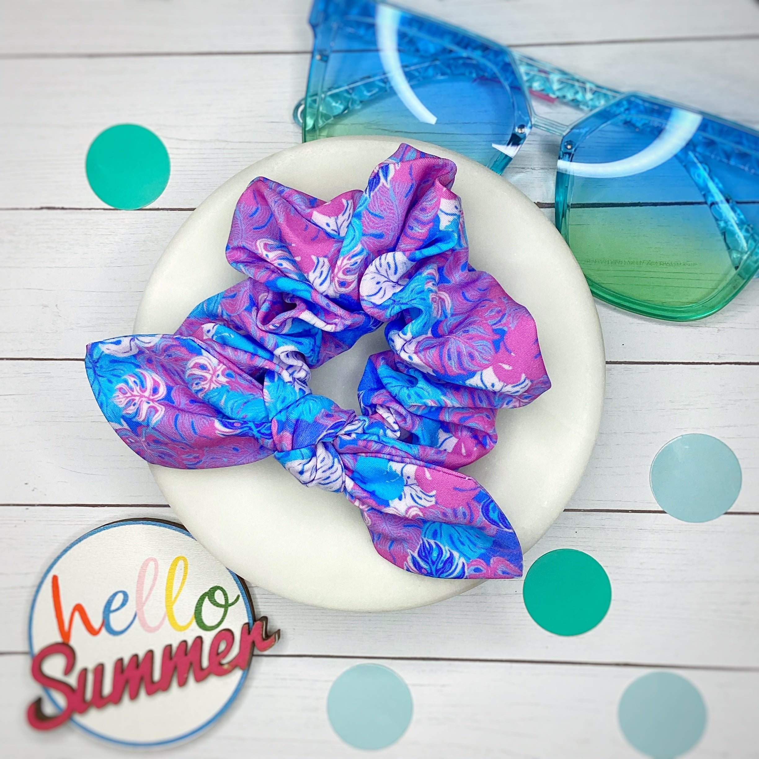 Purple Tiki Lounge Bow Strip, Headband and Scrunchie Collection