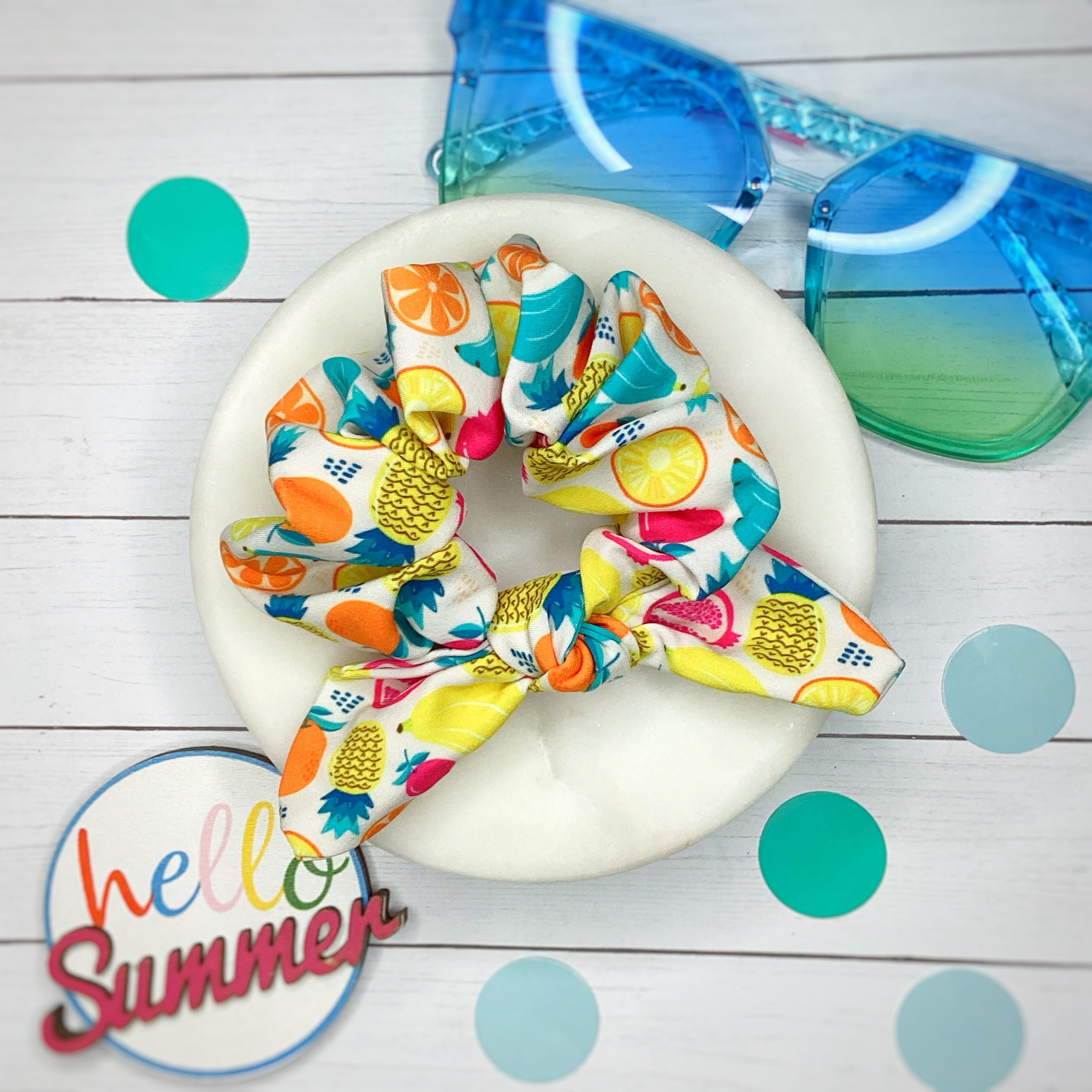 Tropical Fruits Bow Strip, Headband and Scrunchie Collection