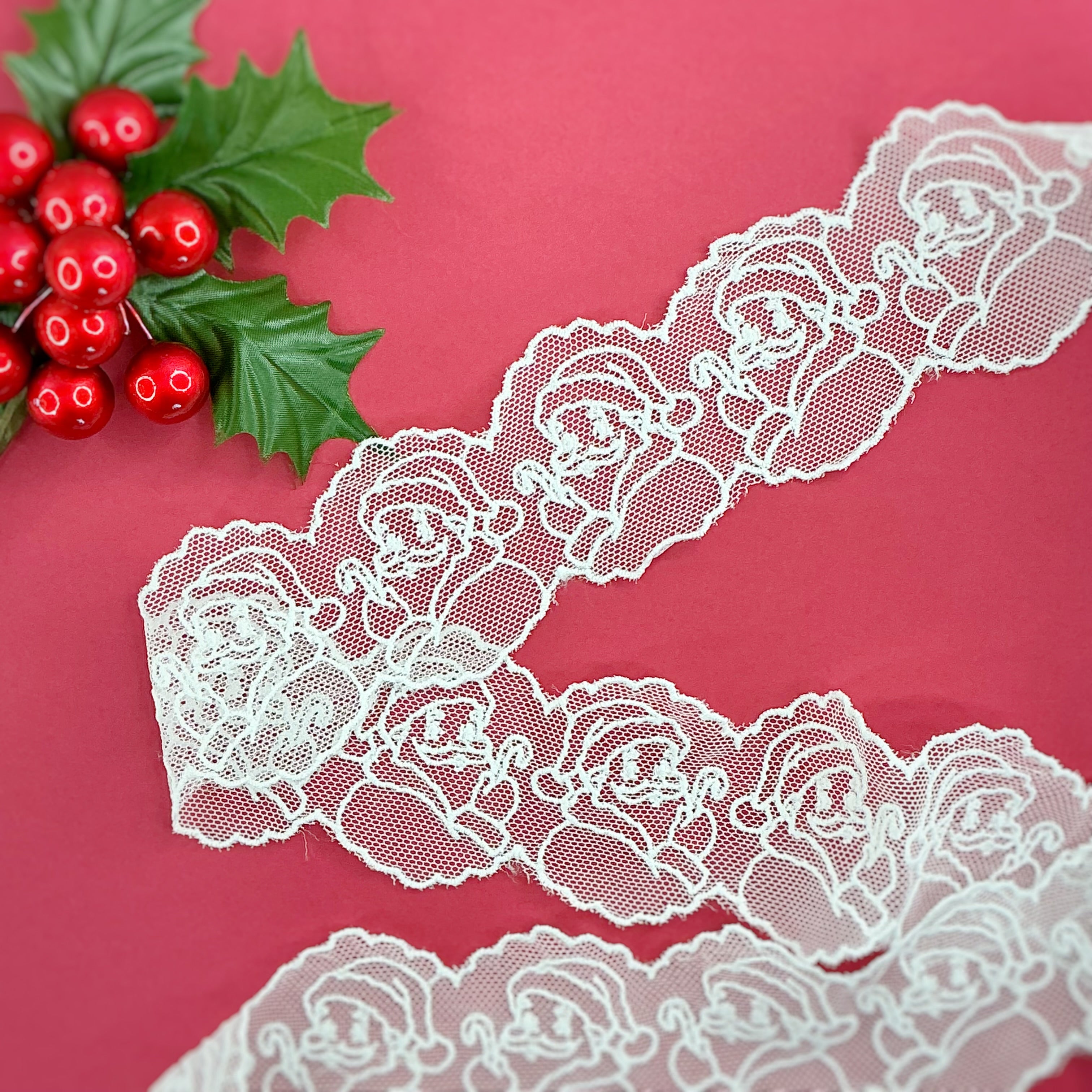 Budget Friendly Custom Delicate Santa Lace Trim- RTS