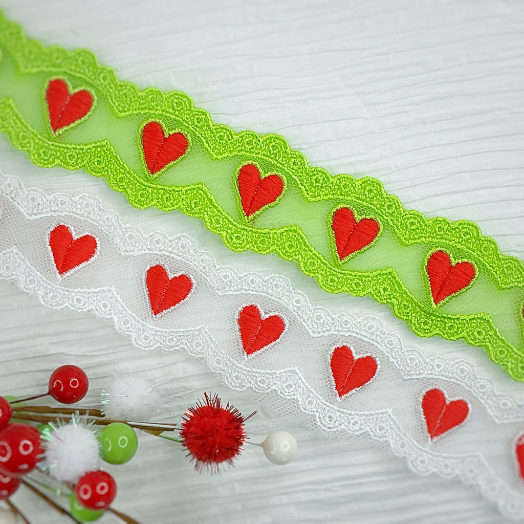 Mean Green Heart Silky Bow Lace - RTS