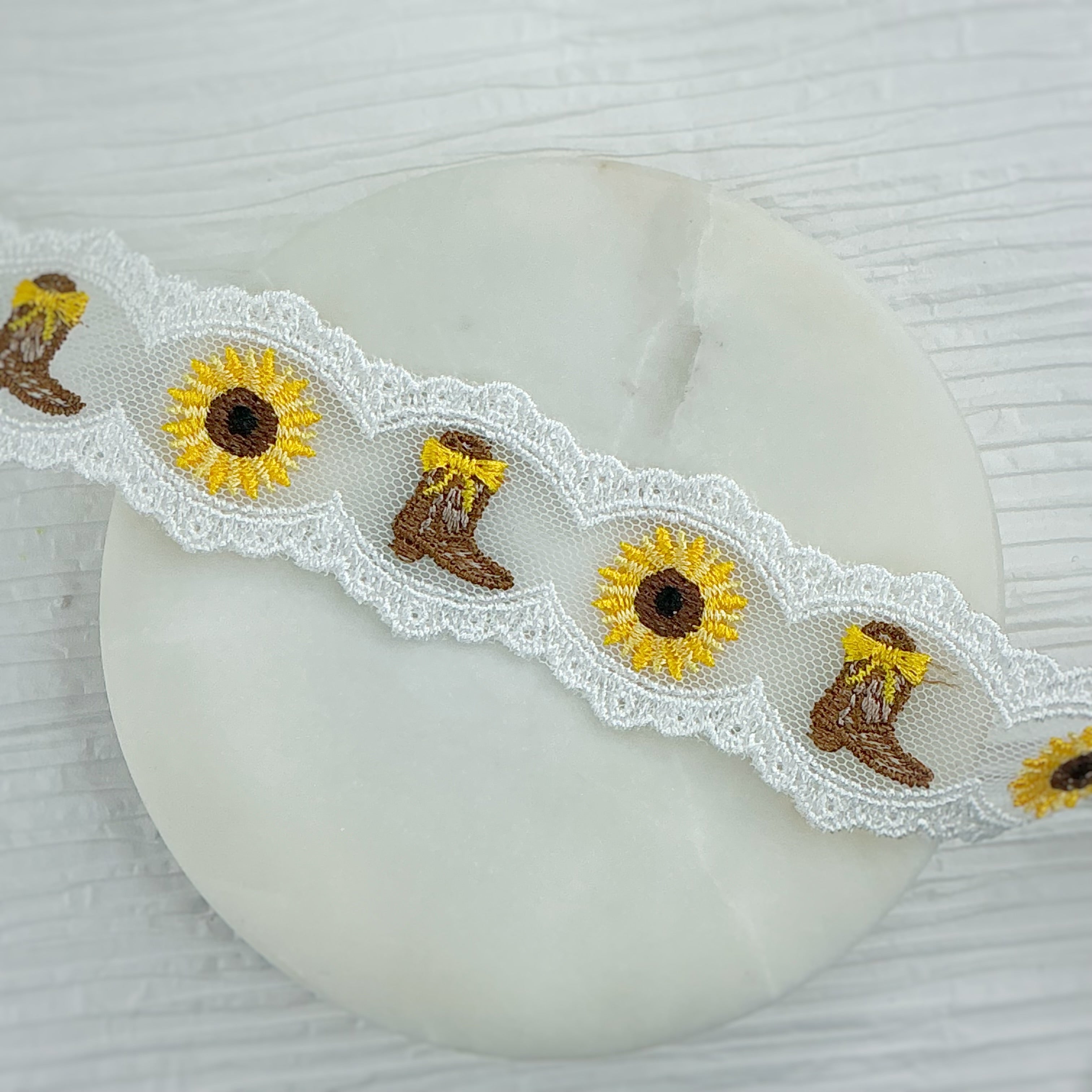 Sunflower Cowgirl Boots Bow Lace - RTS