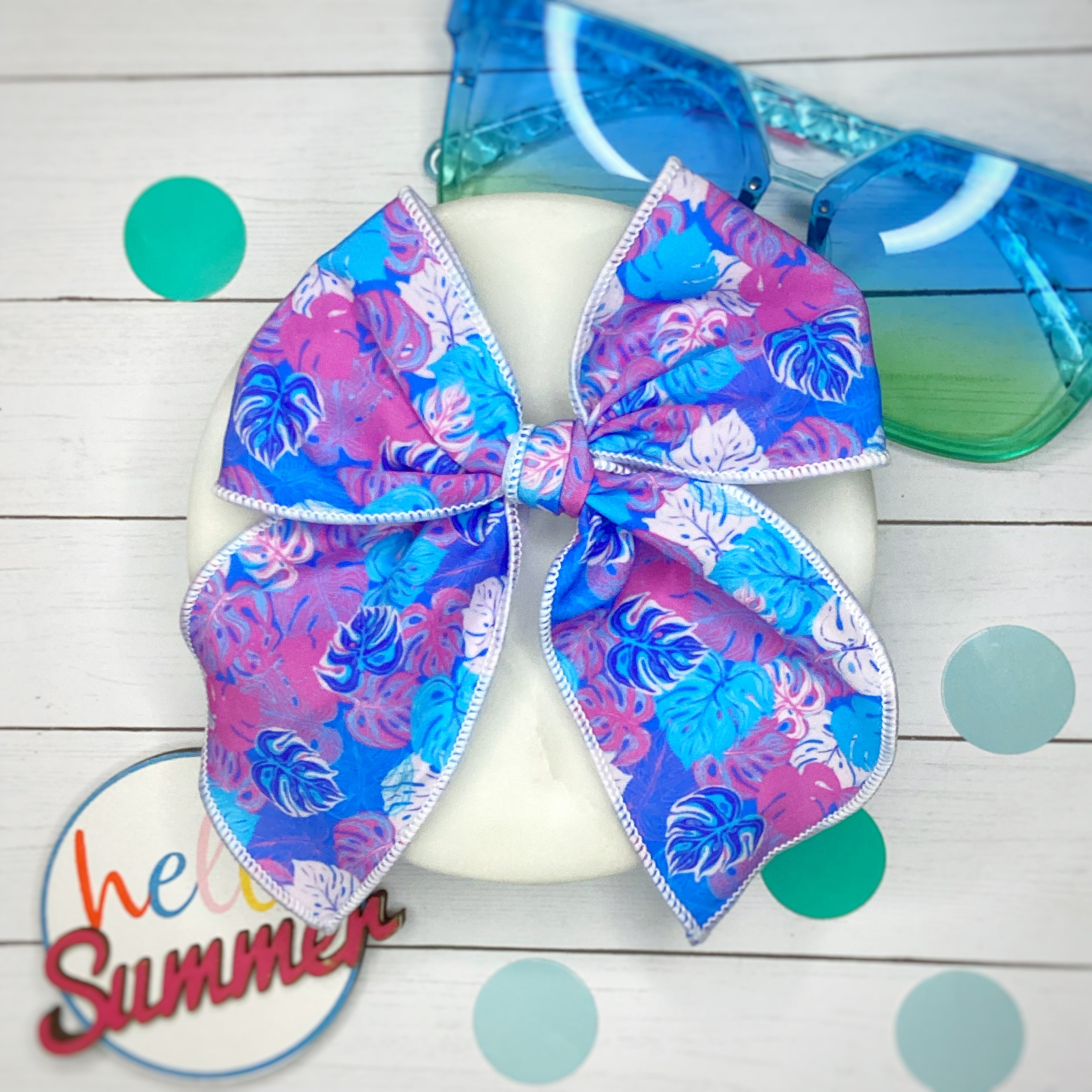 Purple Tiki Lounge Bow Strip, Headband and Scrunchie Collection