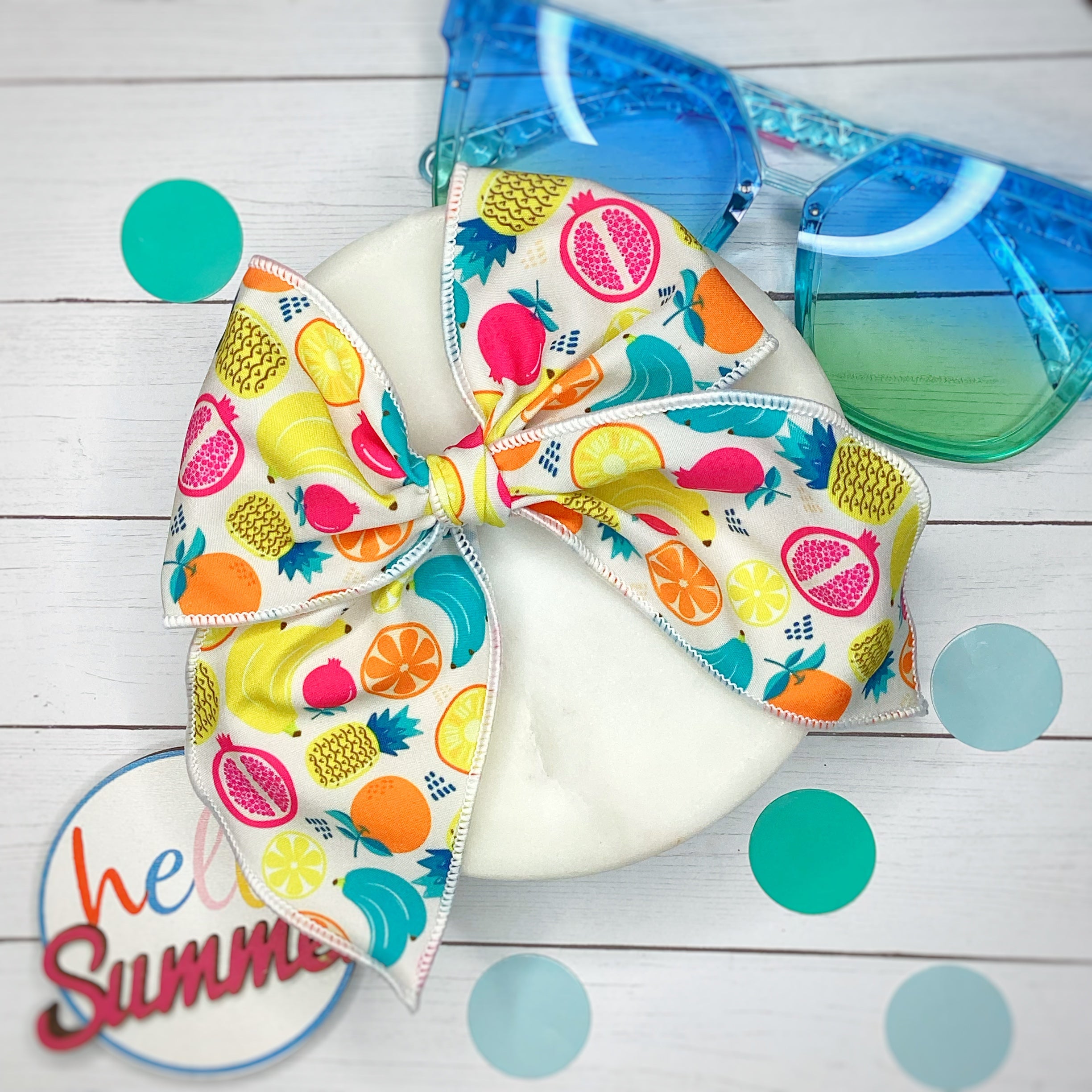 Tropical Fruits Bow Strip, Headband and Scrunchie Collection