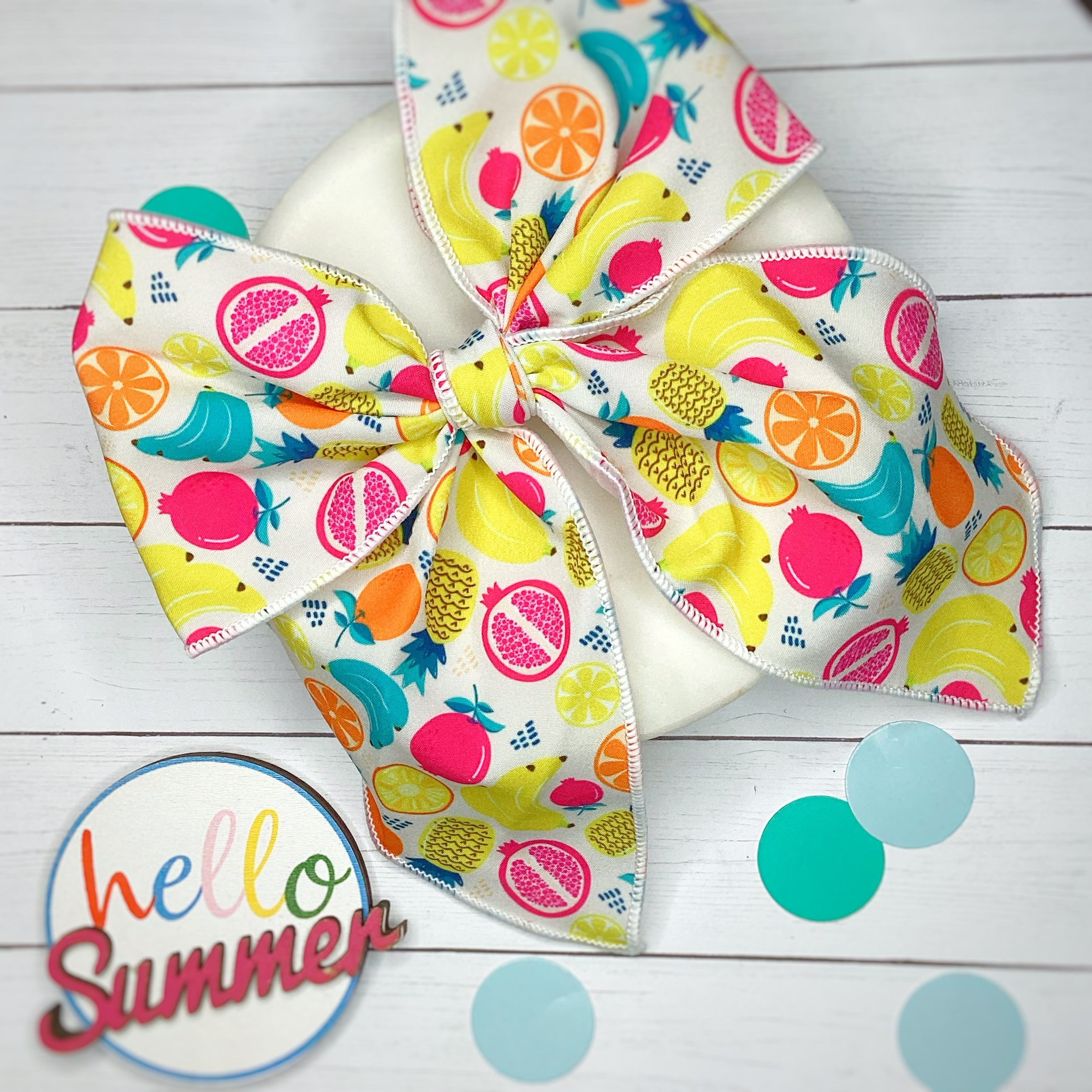 Tropical Fruits Bow Strip, Headband and Scrunchie Collection