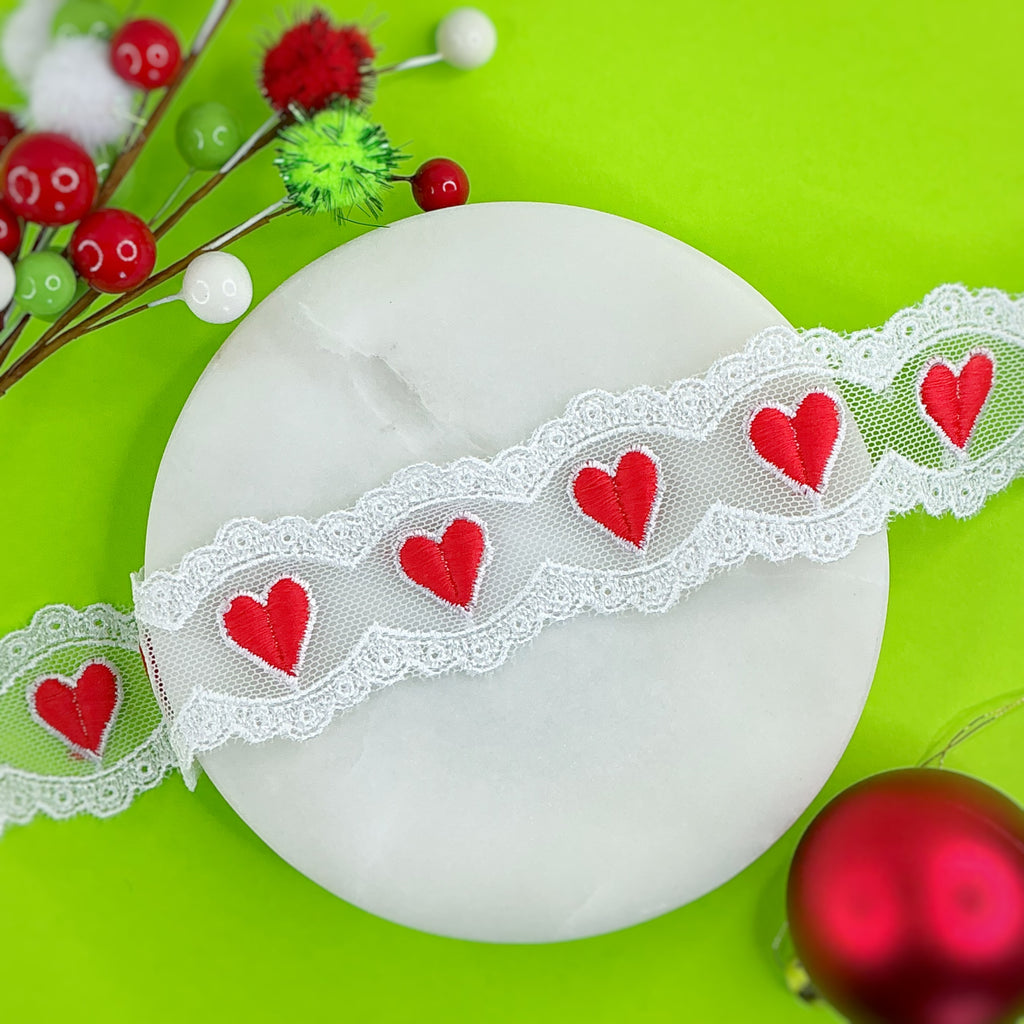 Mean Green Heart Silky Bow Lace - RTS