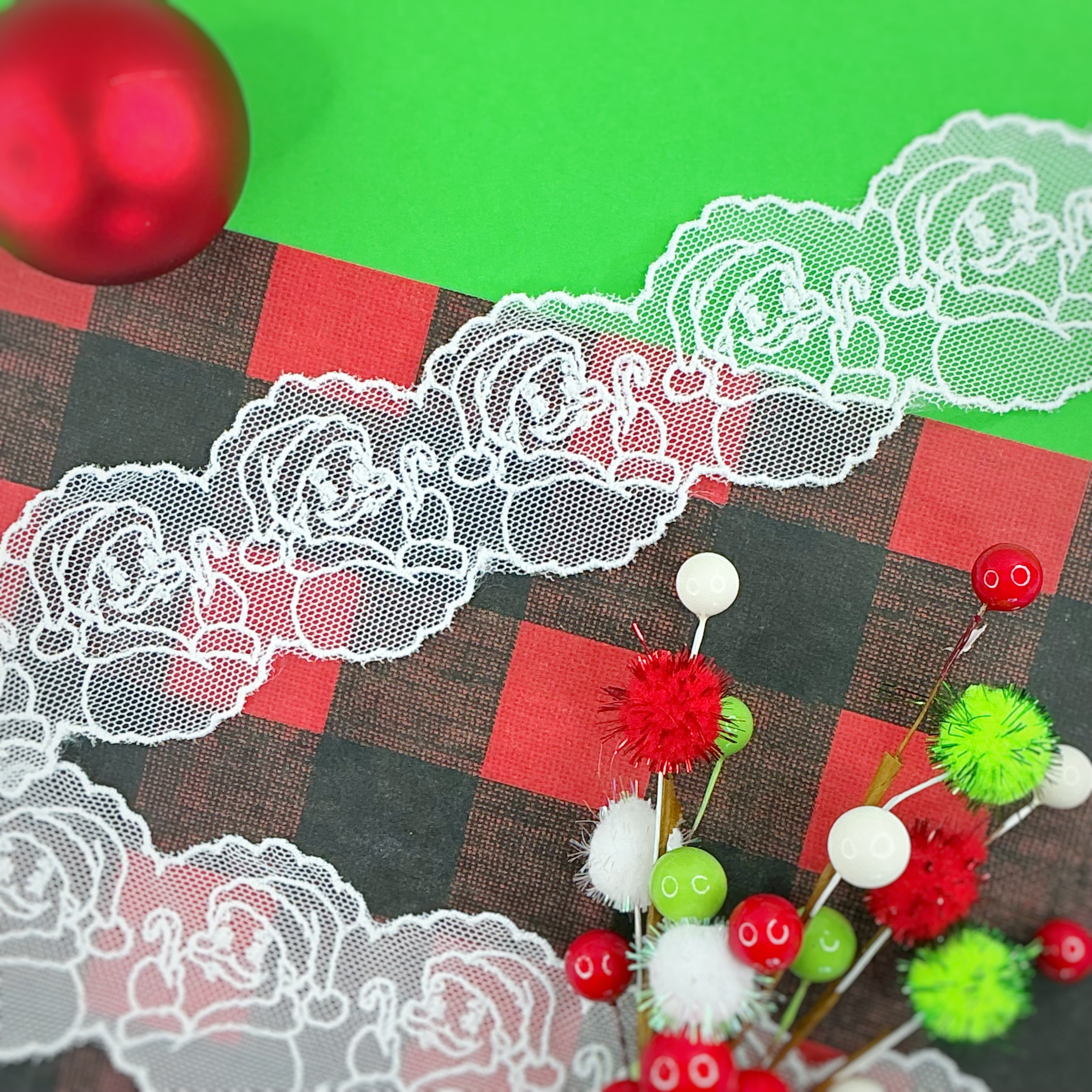 Budget Friendly Custom Delicate Santa Lace Trim- RTS