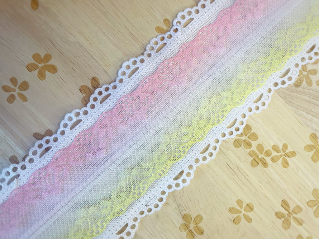 Ombré Pink and Yellow Lace Trim- RTS