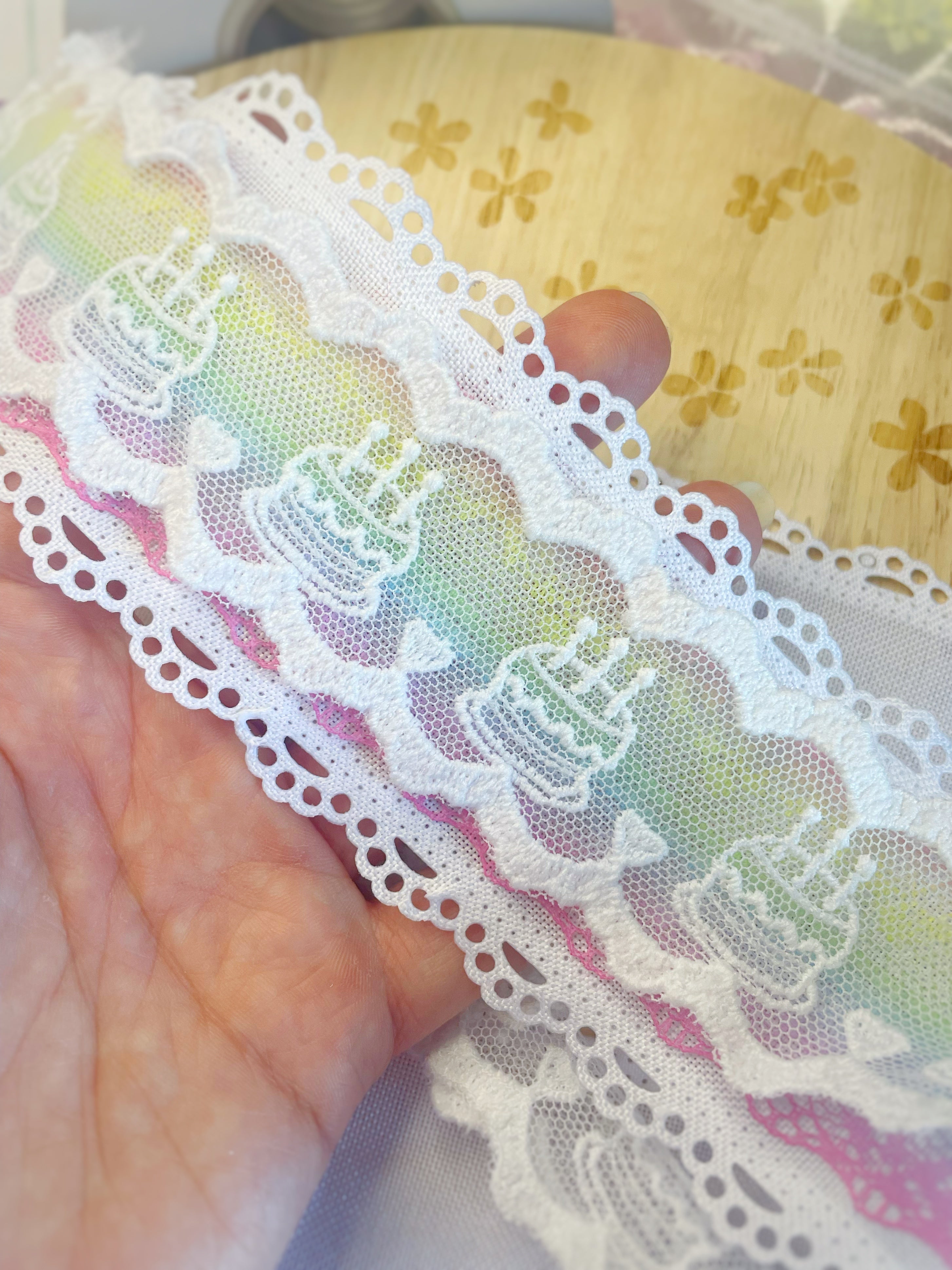 Custom Birthday Cake Lace Trim- RTS
