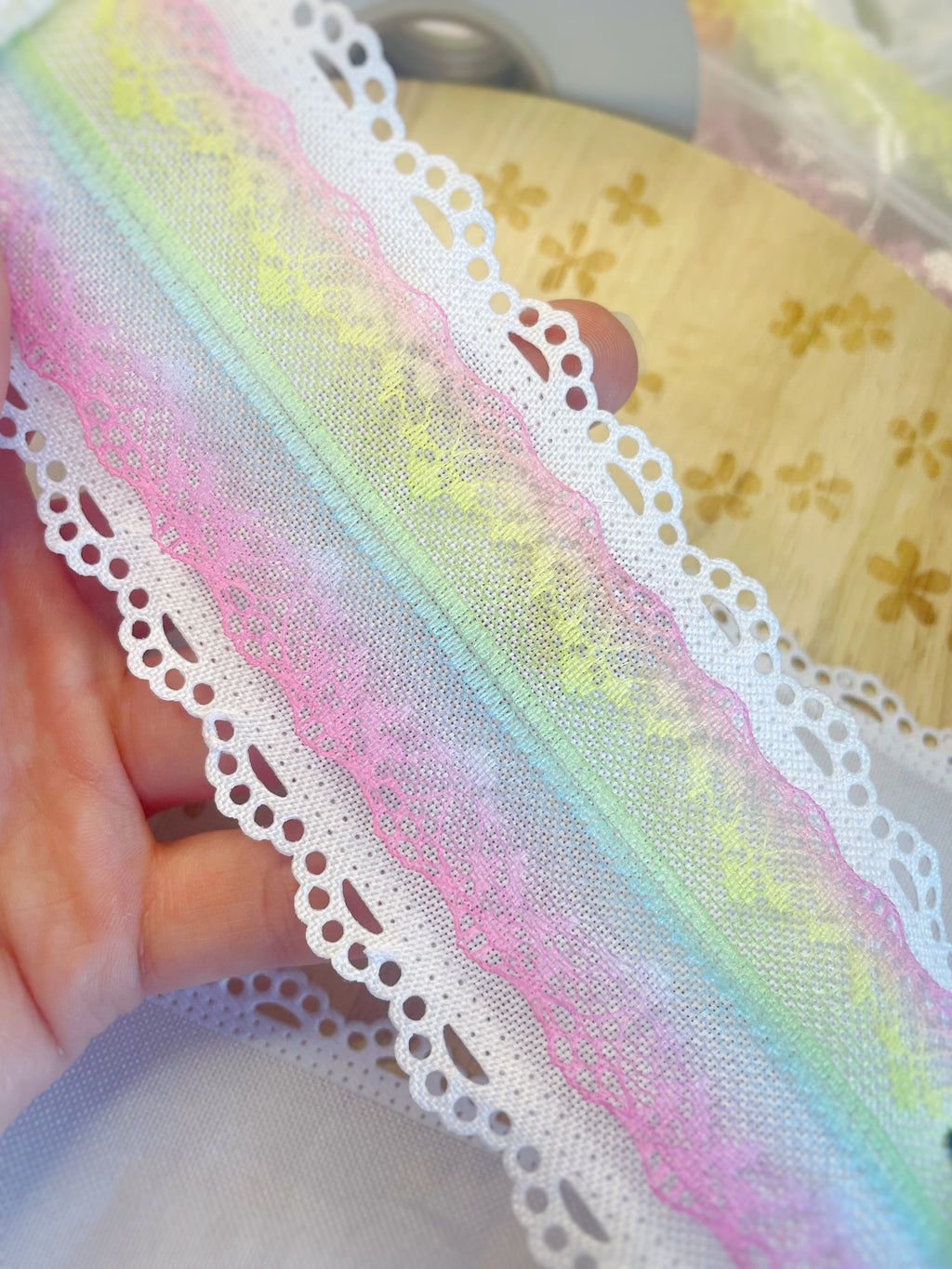 Ombré Bright Rainbow Lace Trim- RTS