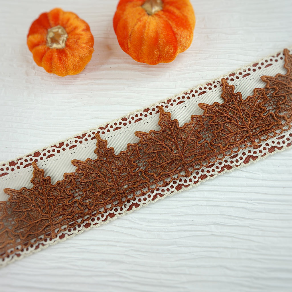 Autumn Leaves Custom Guipure Lace Trim- RTS