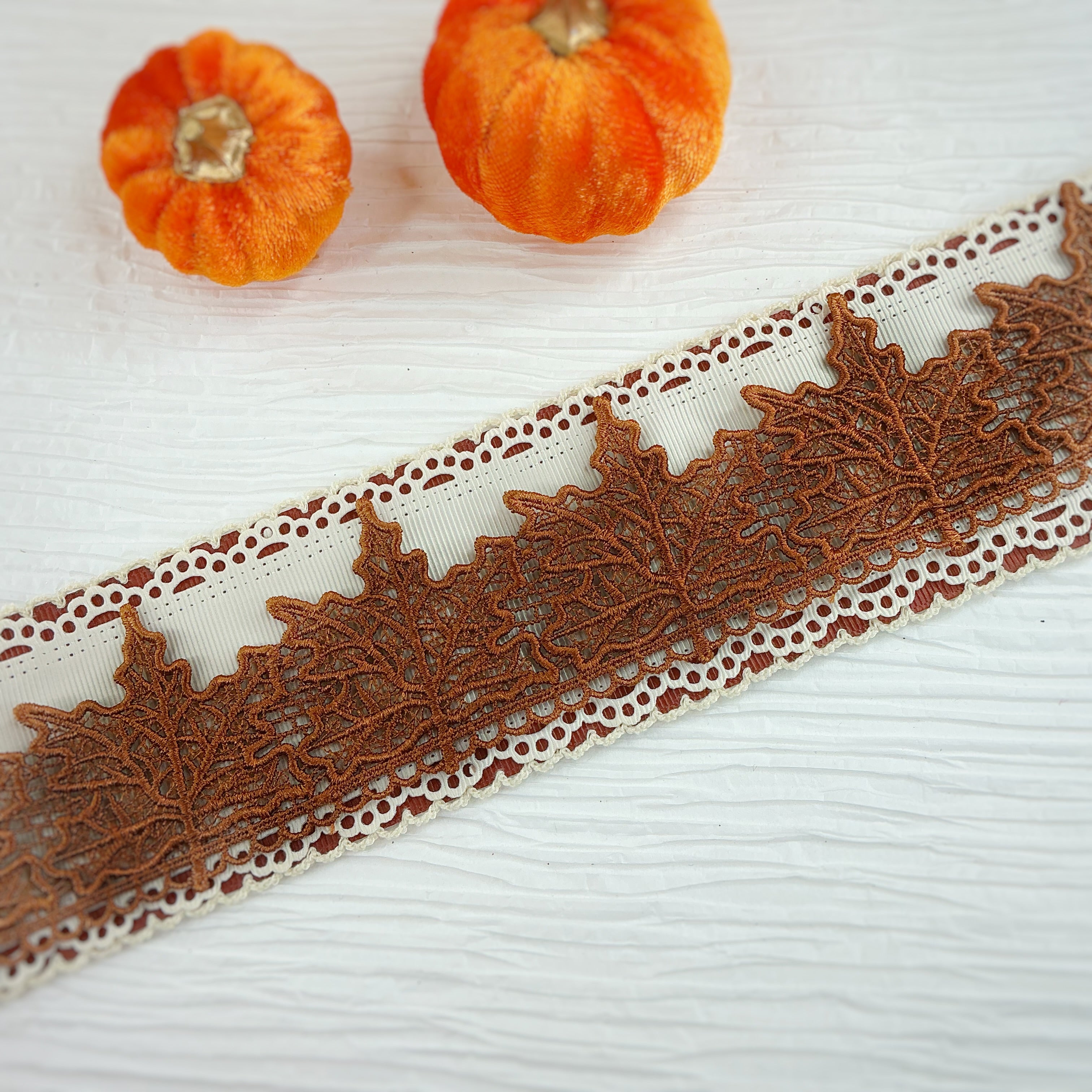 Autumn Leaves Custom Guipure Lace Trim- RTS