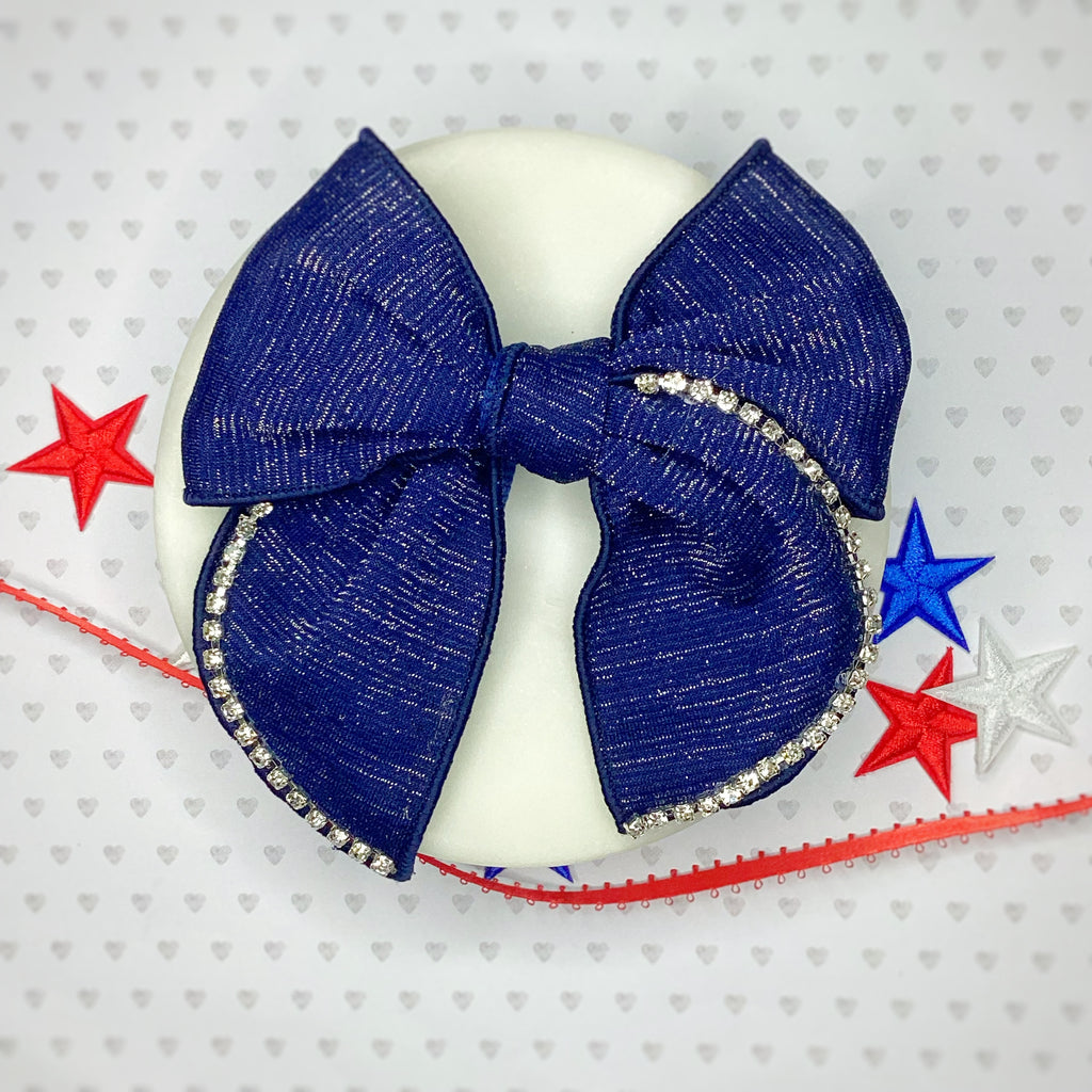 School Uniform Rhinestone Pre-Tied Bow Strips