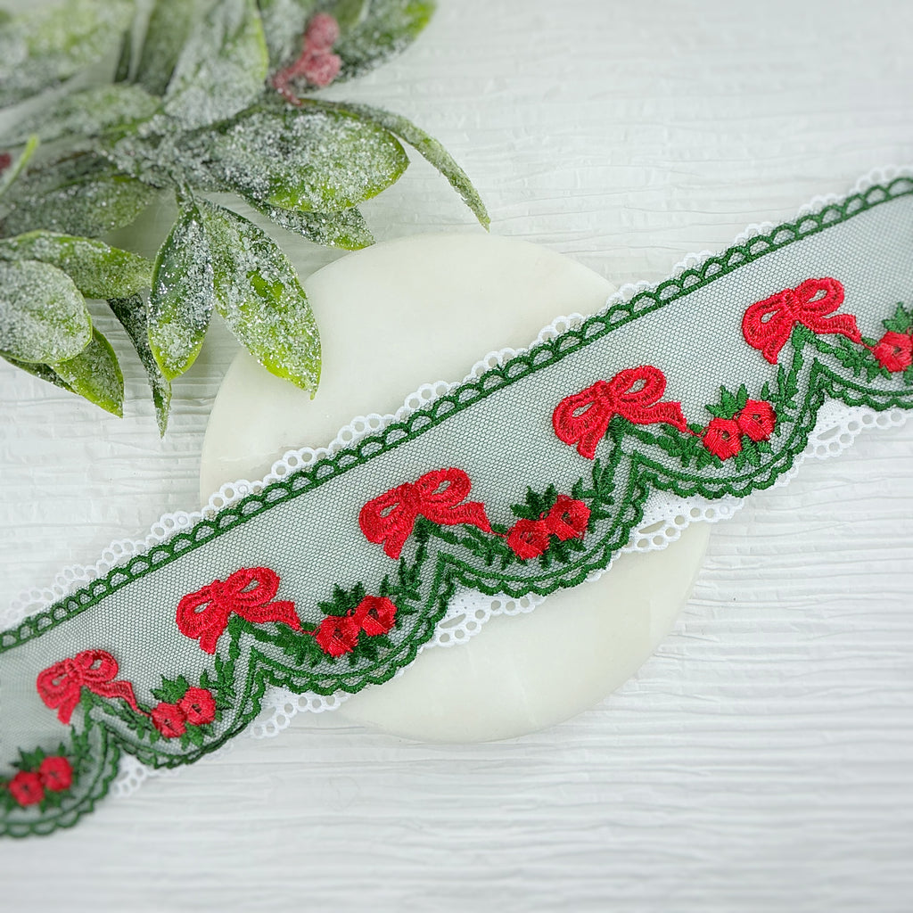 Christmas Garland and Bows Custom Lace- RTS