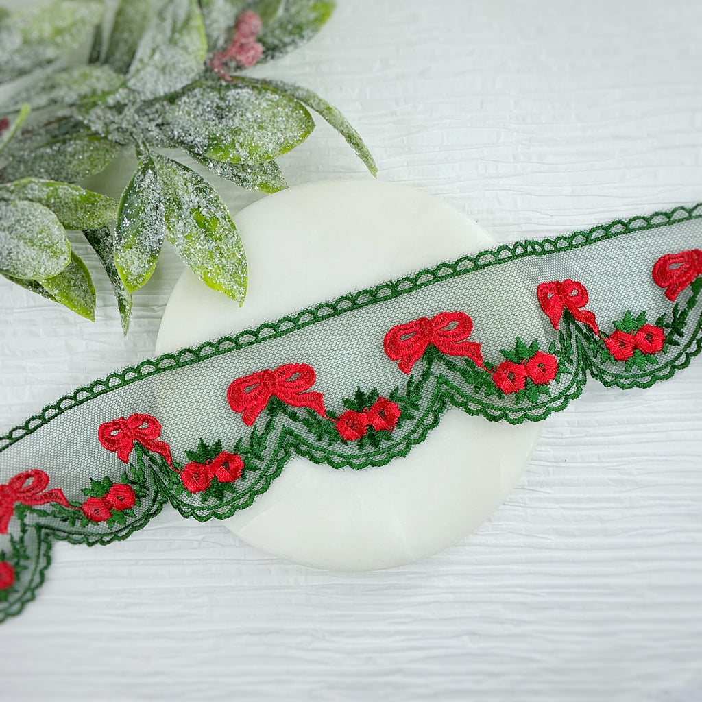 Christmas Garland and Bows Custom Lace- RTS