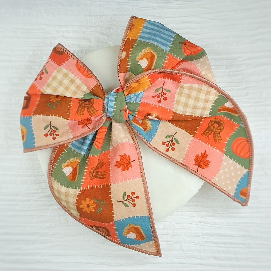 Cozy Fall Quilt Pre-Tied Bow Strip and Scrunchie Collection
