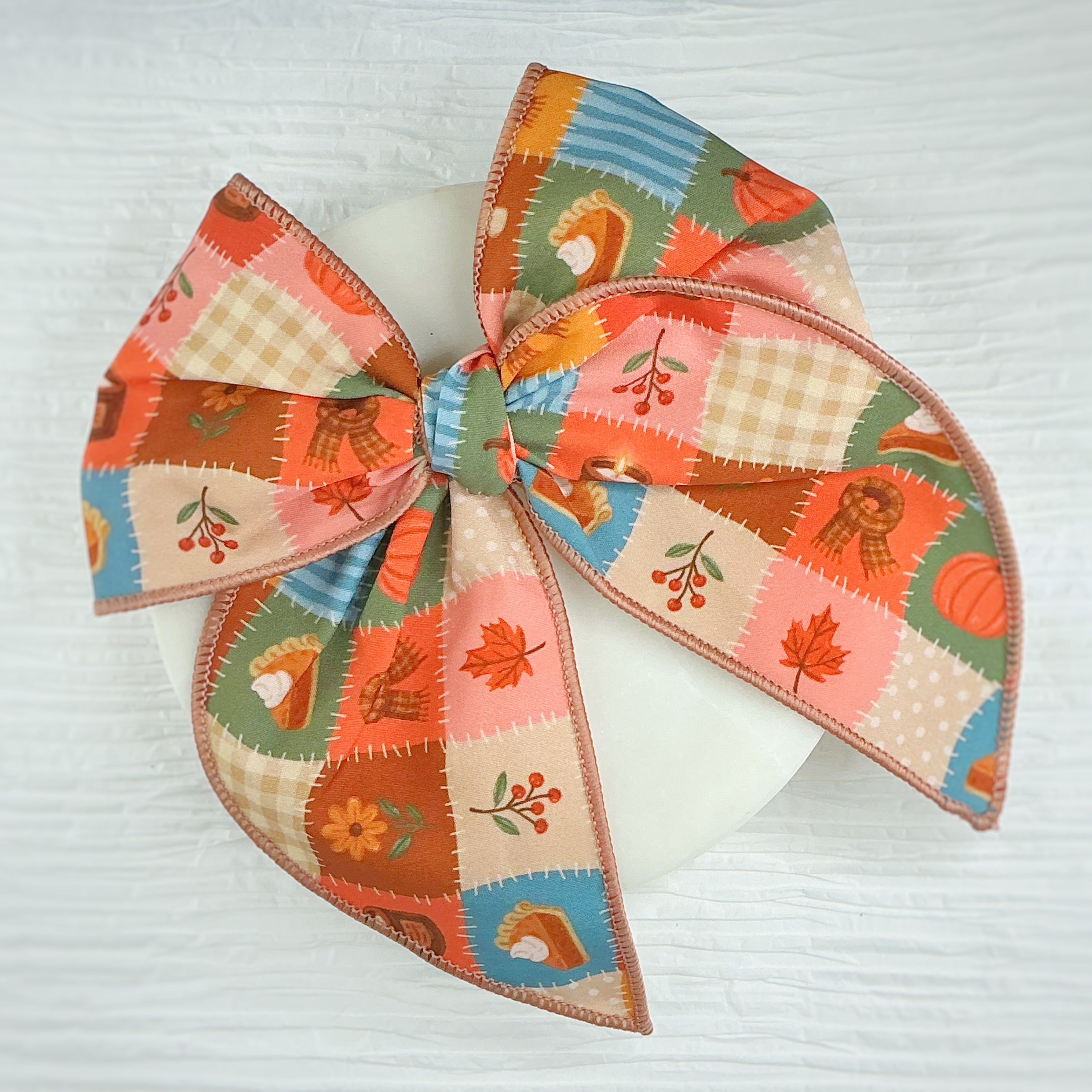 Cozy Fall Quilt Pre-Tied Bow Strip and Scrunchie Collection