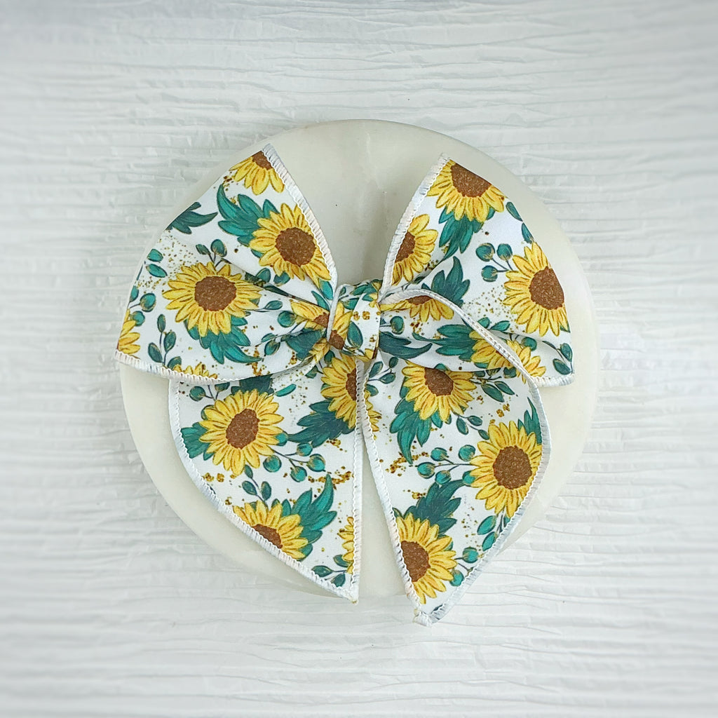 Sunflower Fields Bow Strip, Finished Bow and Scrunchie Collection