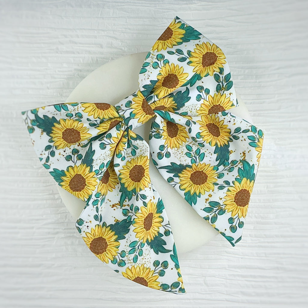 Sunflower Fields Bow Strip, Finished Bow and Scrunchie Collection