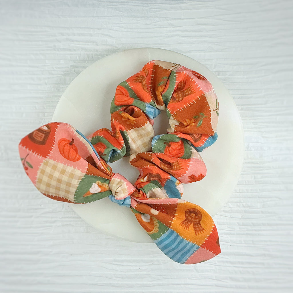 Cozy Fall Quilt Pre-Tied Bow Strip and Scrunchie Collection