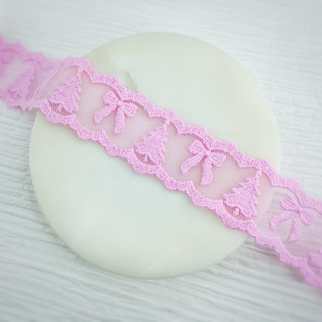 Custom Pink Christmas Tree Lace Trim- RTS