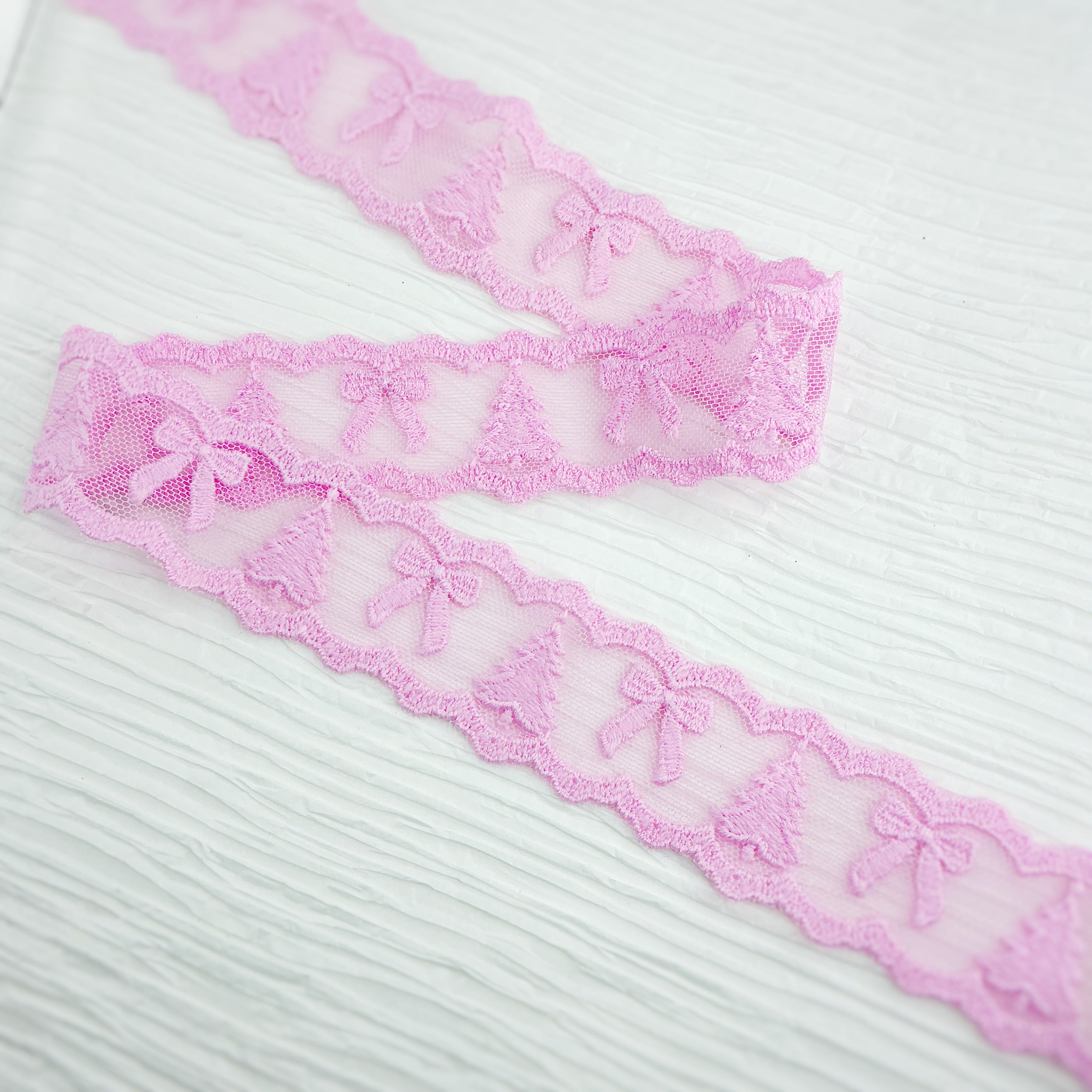Custom Pink Christmas Tree Lace Trim- RTS