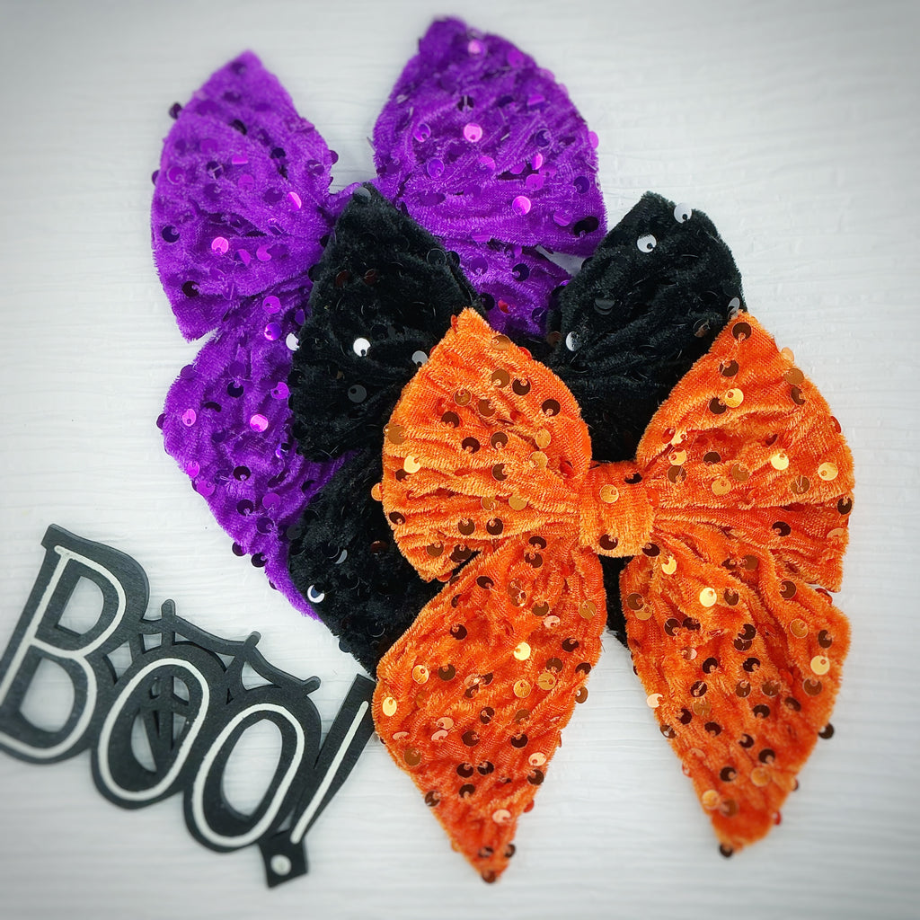 Halloween Sequin Velvet Bow Collection