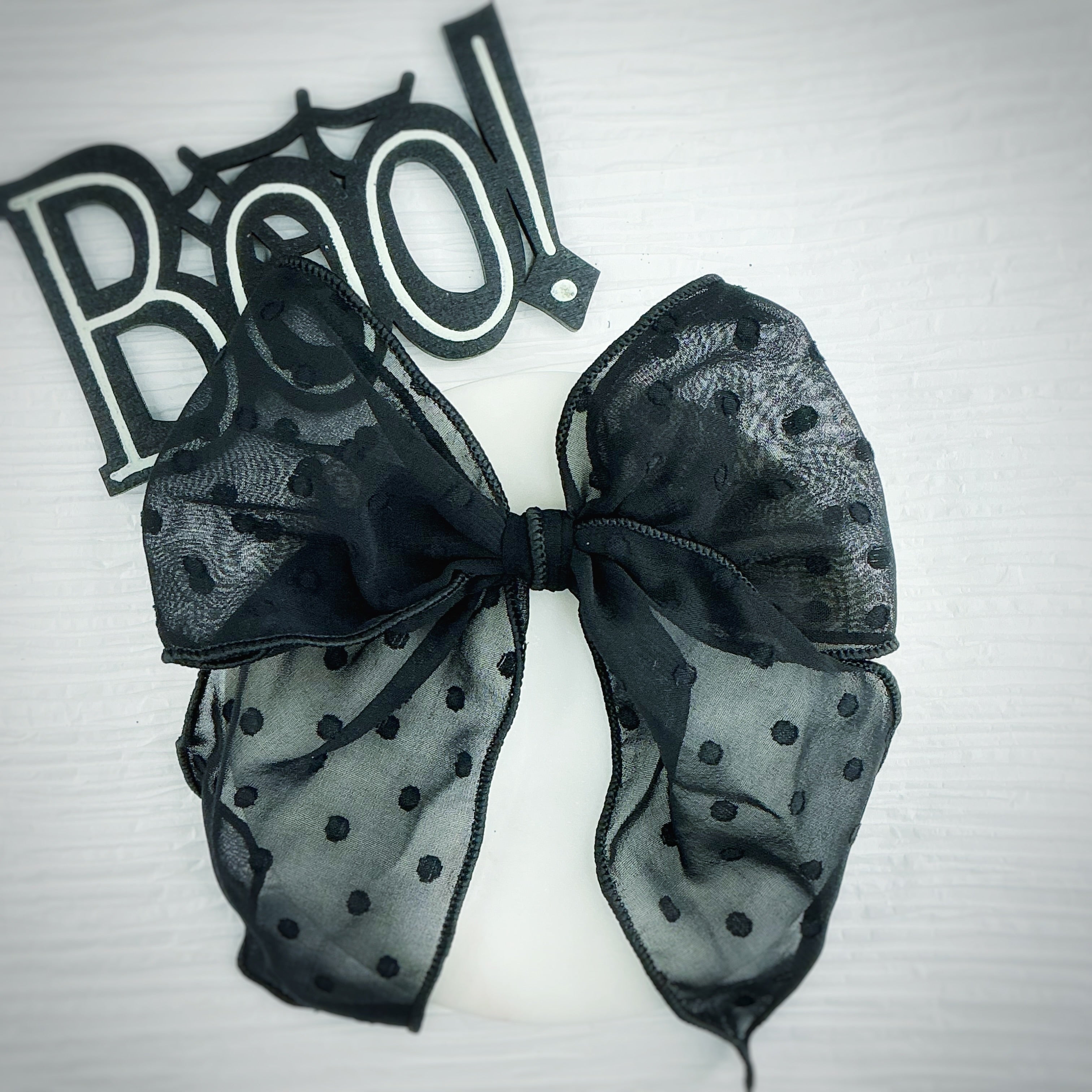 Solid Black Organza Dot Bow Collection