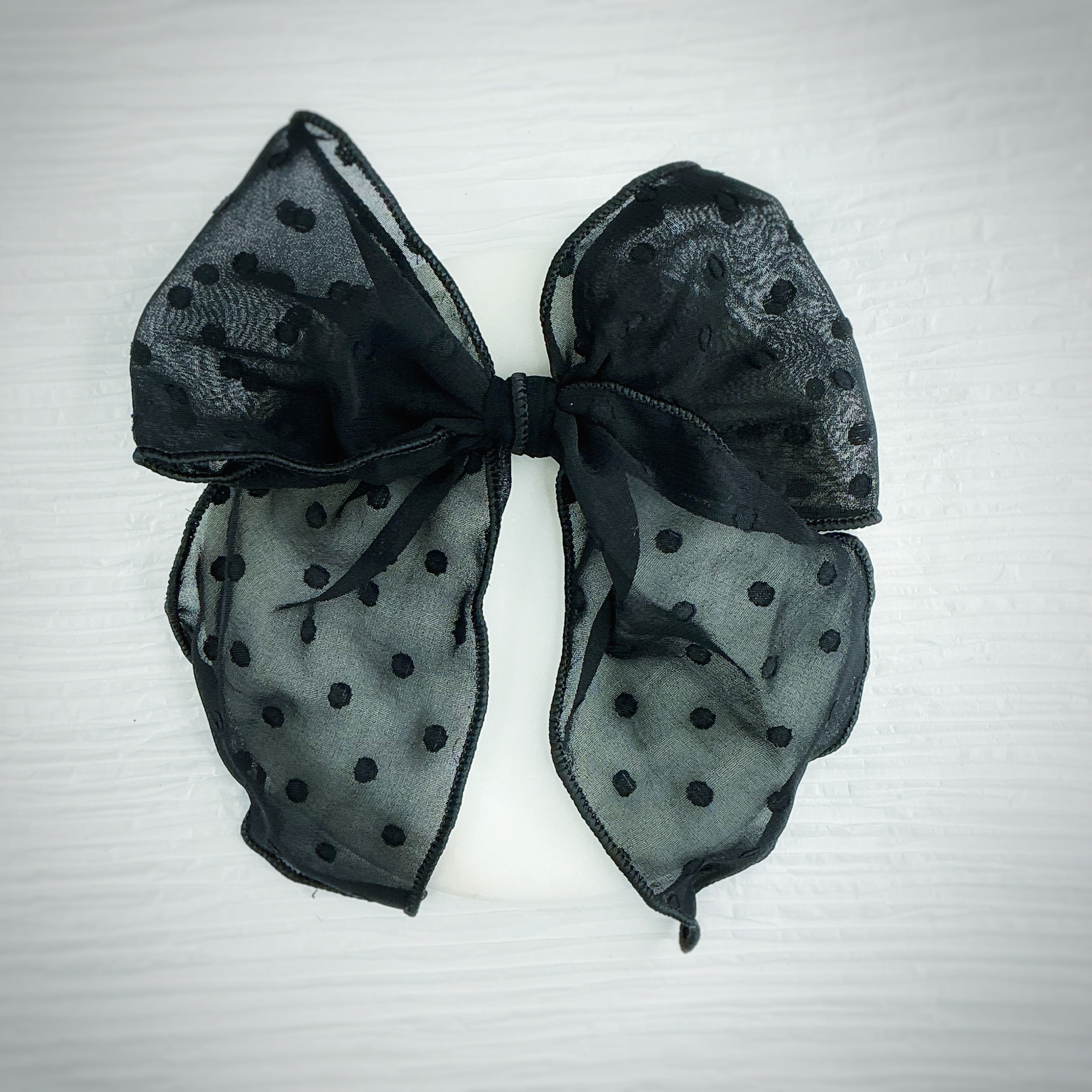 Solid Black Organza Dot Bow Collection