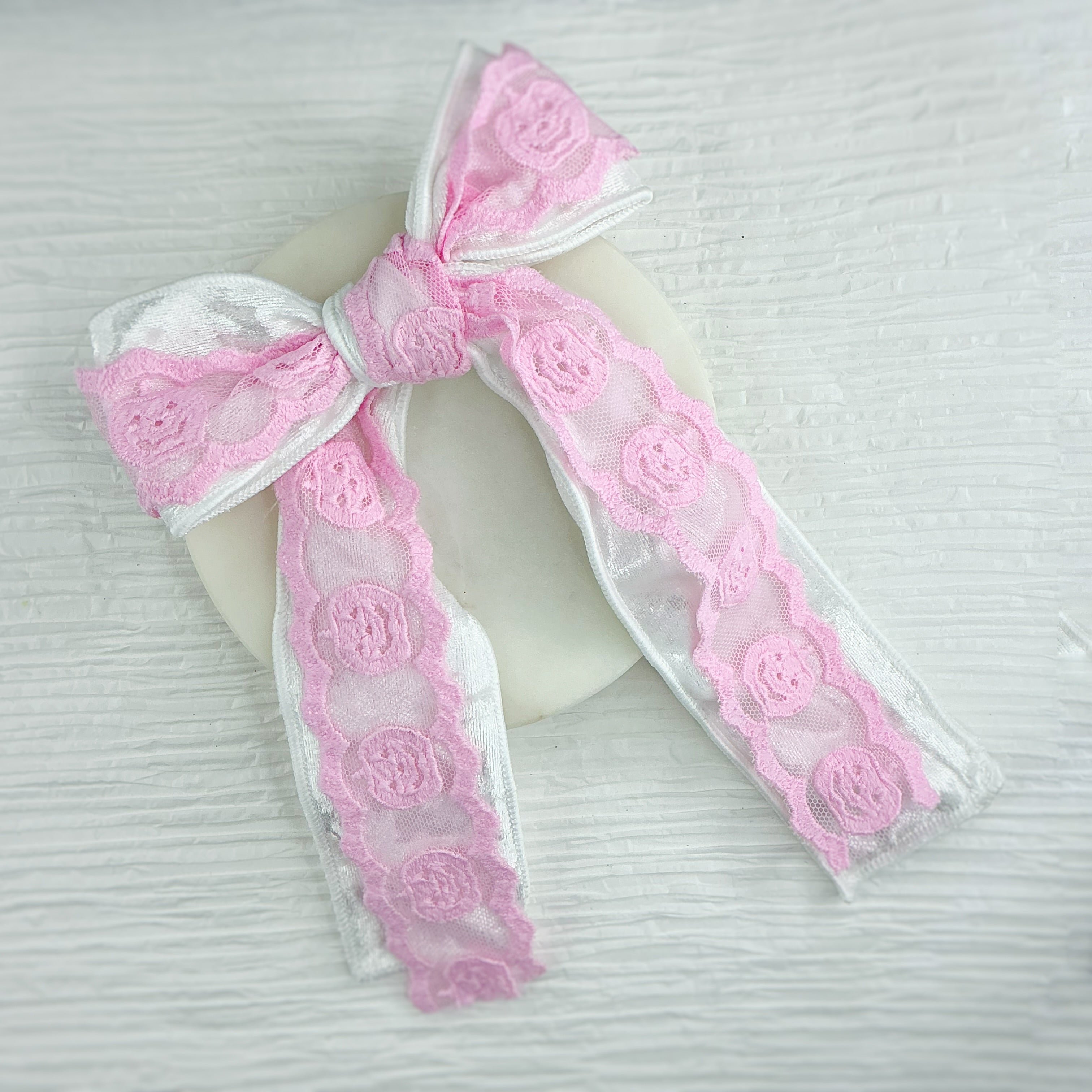 Cheery Pink Jack o Lanterns Velvet Tied Bow