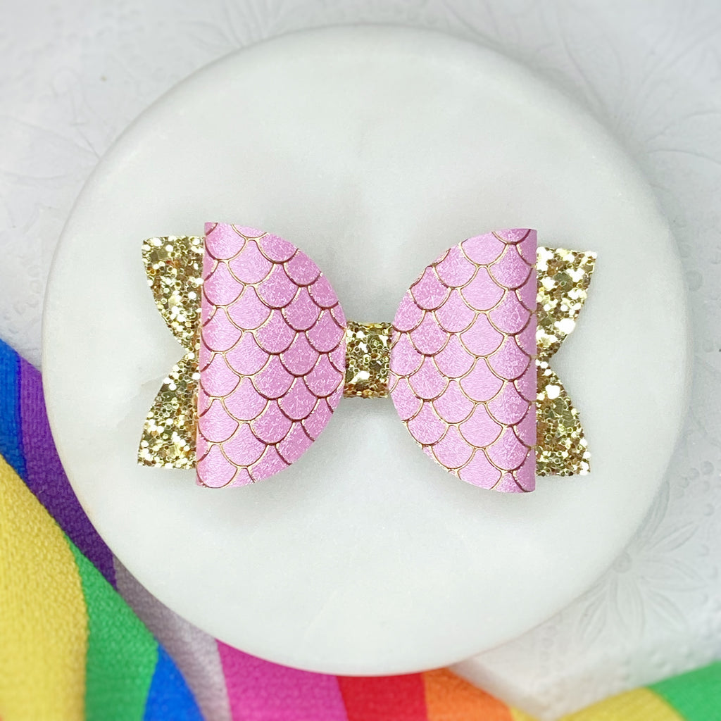 Mermaid Metallic Pink Scales Bow