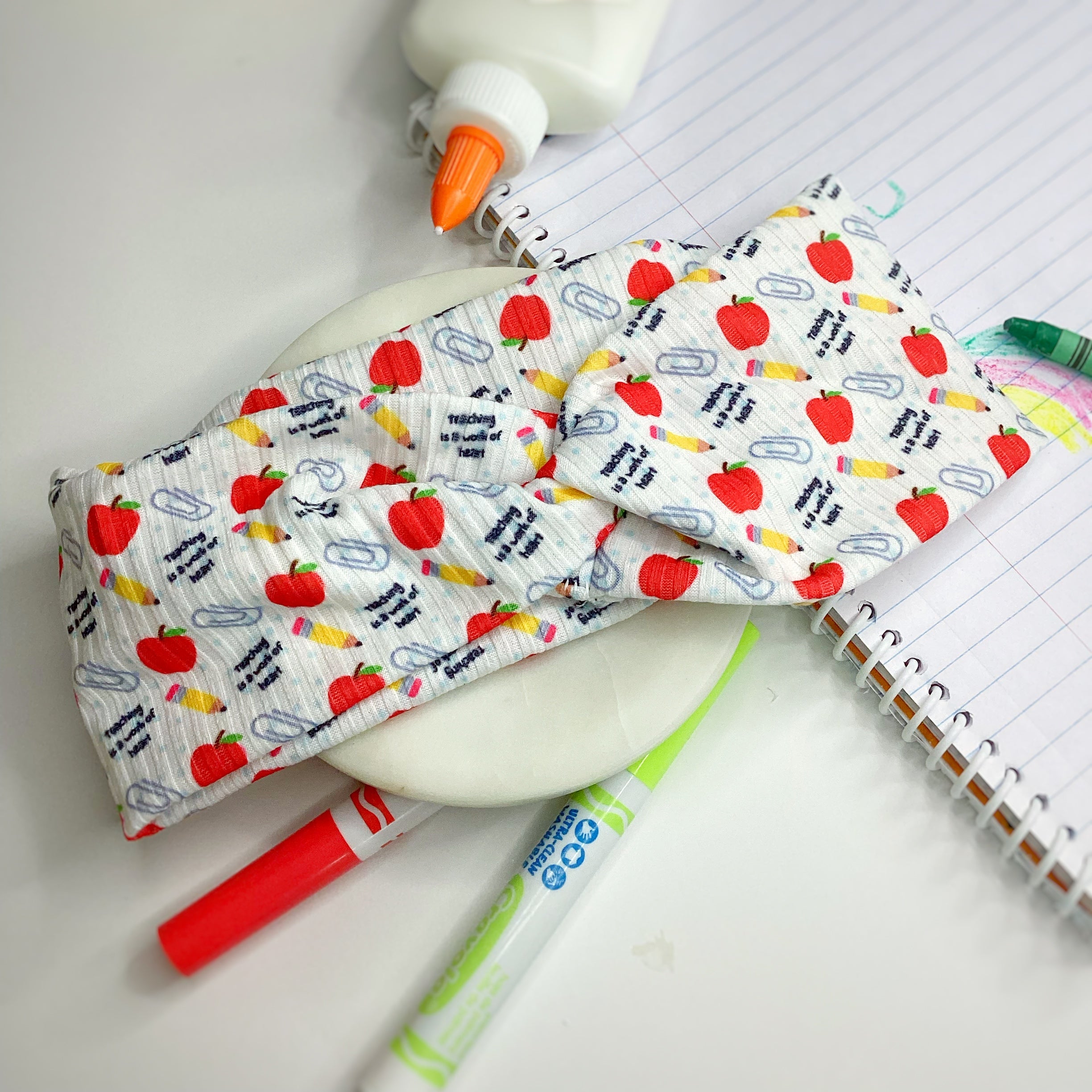 Teaching is a Work of Heart Bow Strip, Headband and Scrunchie Collection