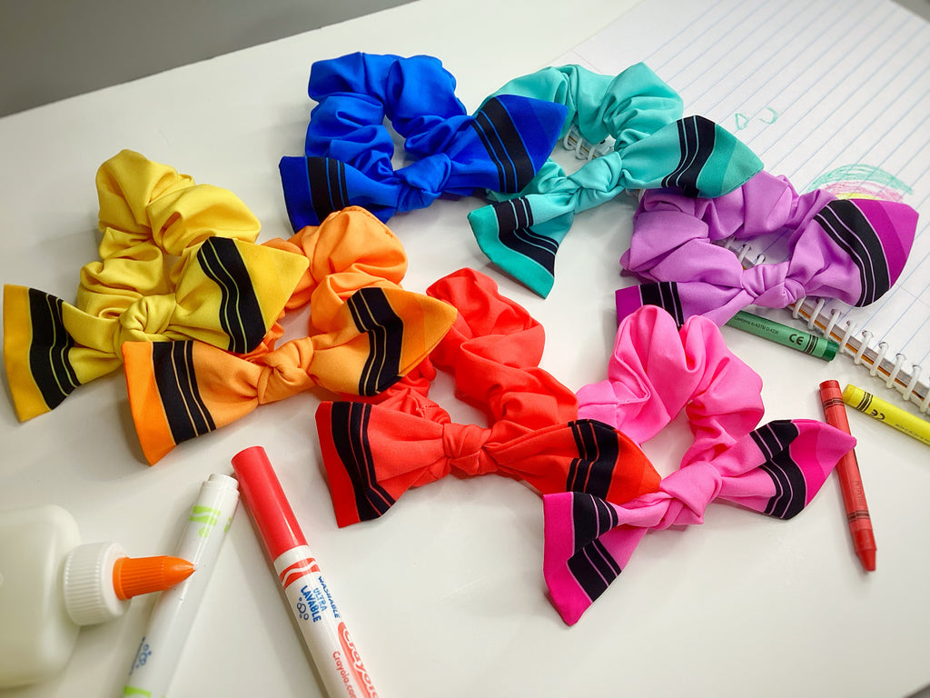 Rainbow of Crayons Bow and Scrunchie Collection