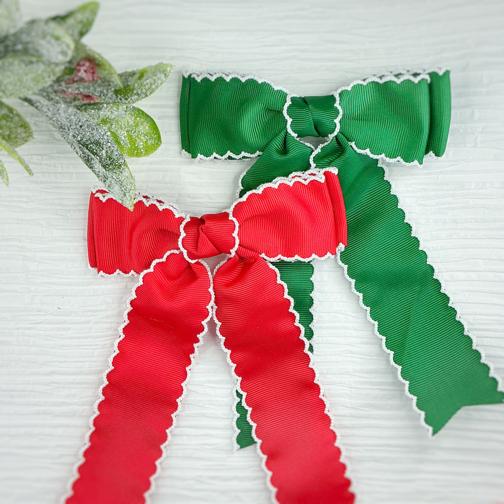 Christmas Color Solid Finished Moonstitch Bows