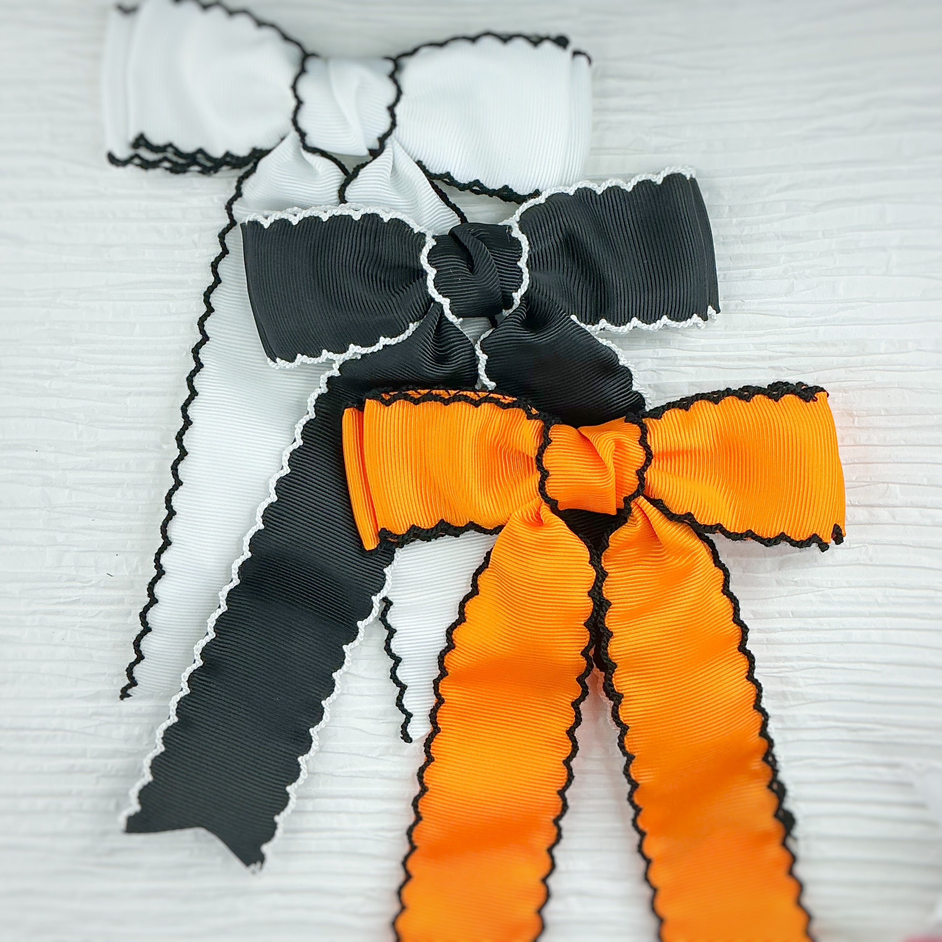 Halloween Color Solid Finished Moonstitch Bows