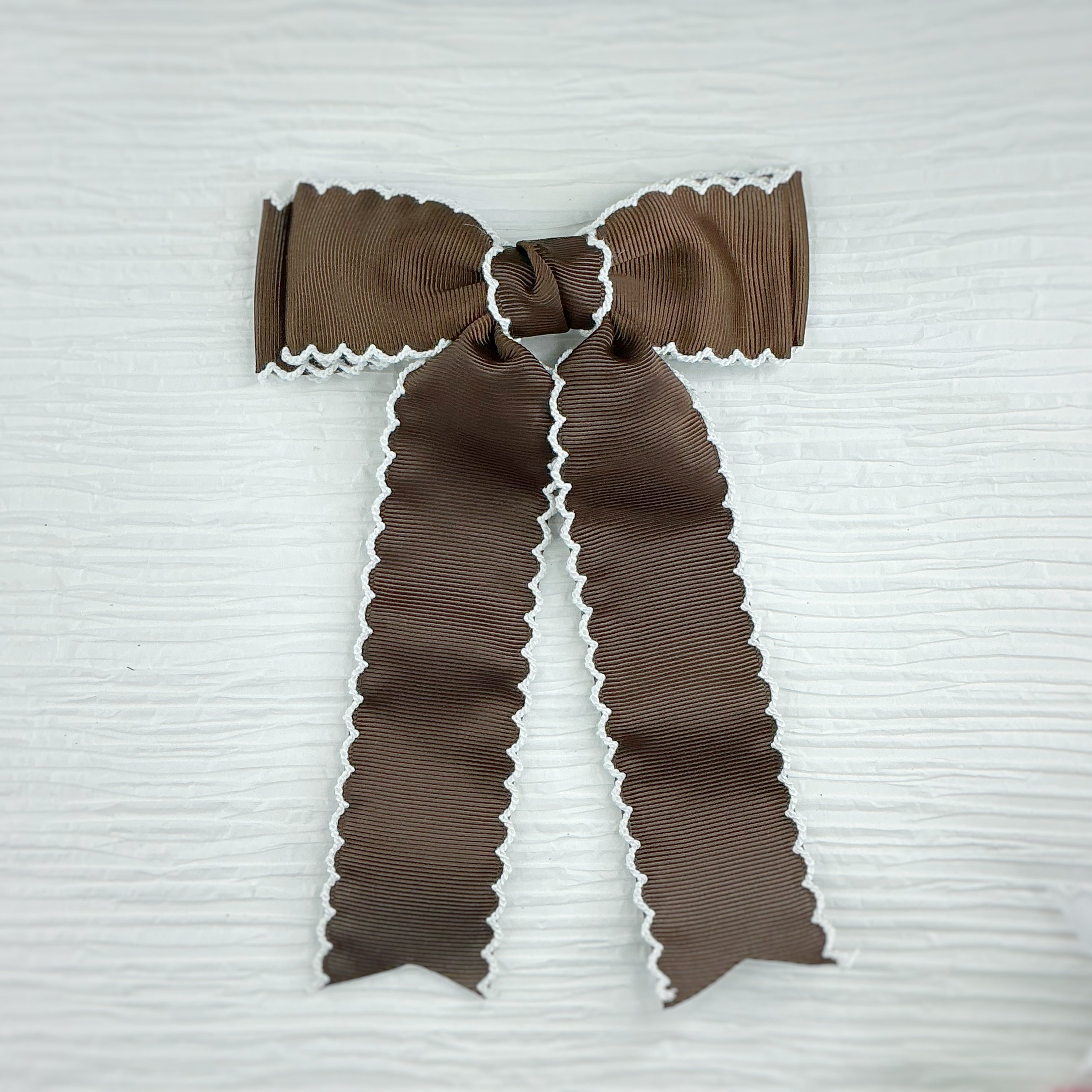 Brown Solid Finished Moonstitch Bows