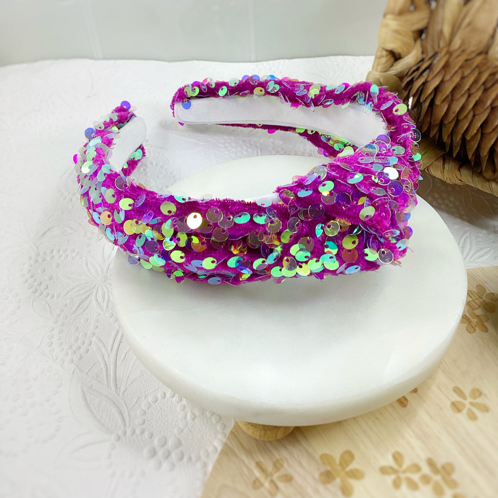 Velvet Sequin Knot Top Headband Collection