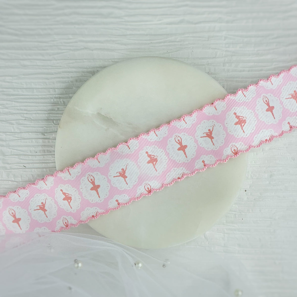 1.5” Pink Ballet Moonstitch Ribbon by the Yard